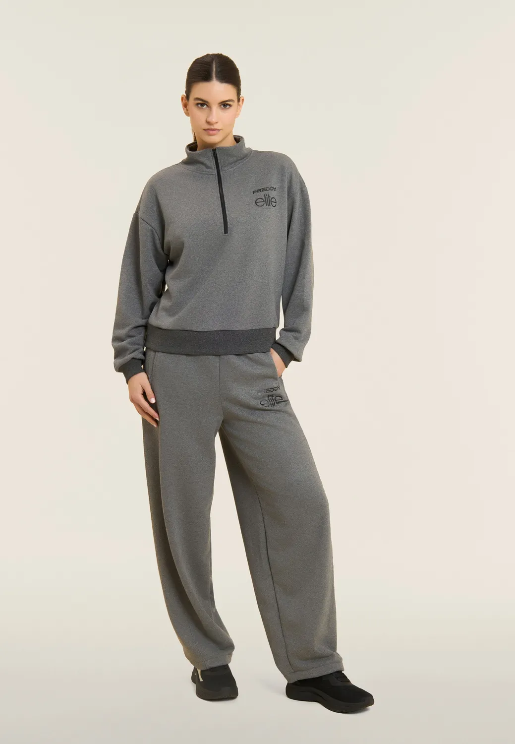 Freddy Elite Sweatshirt Damen Grau mit Half-Zip
