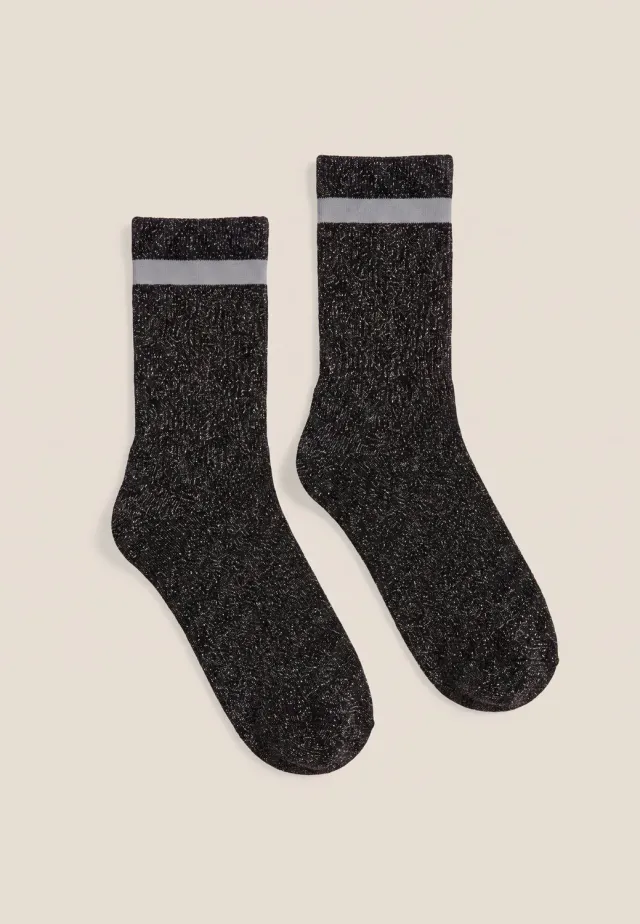 Freddy Logo Lurex Socken Damen schwarz glitzer