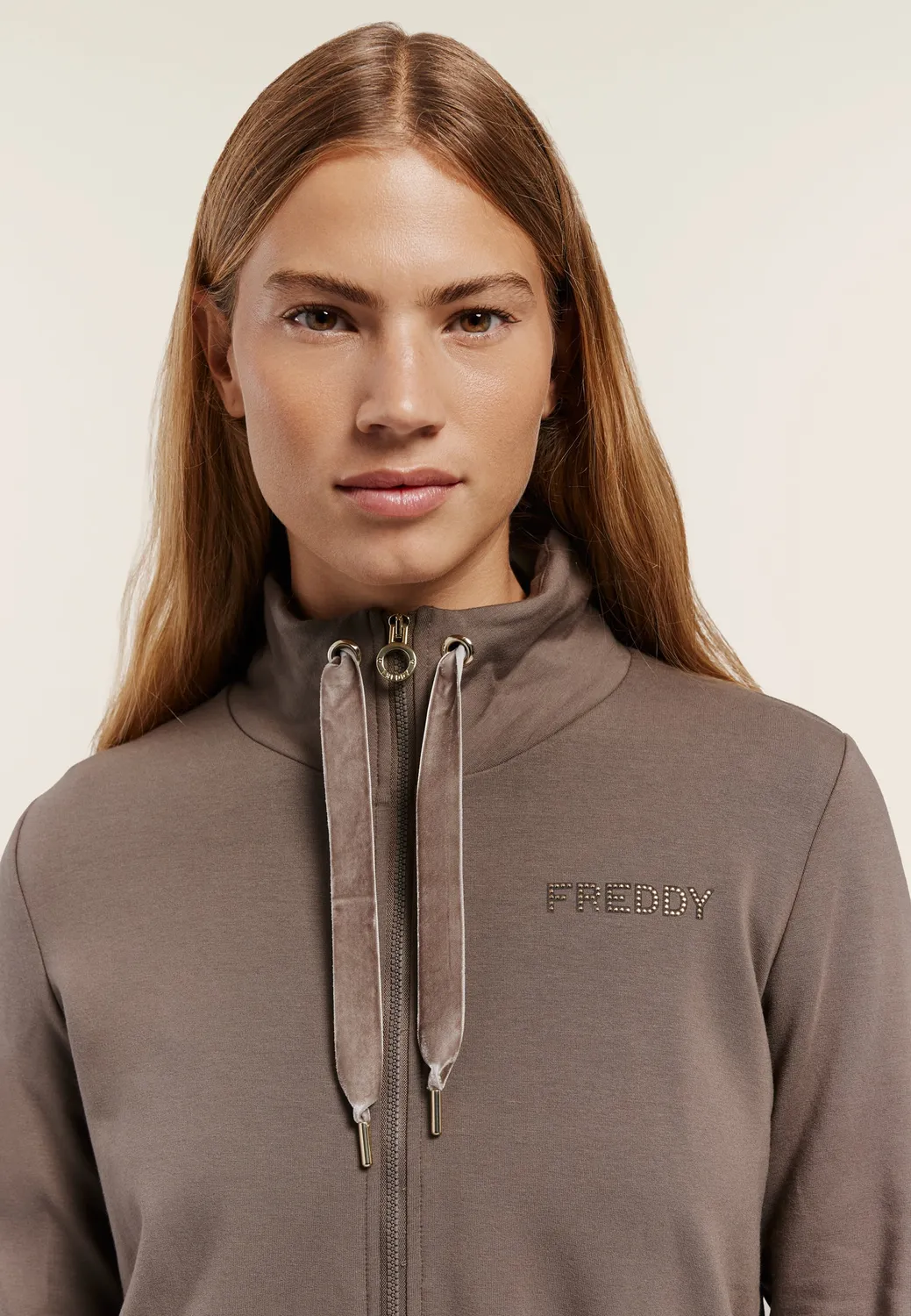 Freddy Damen Sweatjacke Stehkragen Moonbeam M Nieten