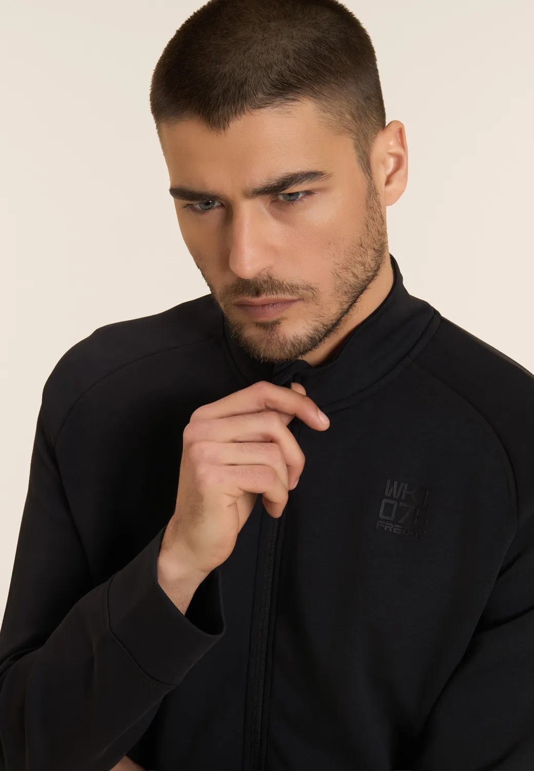 Freddy WKT.076 Sweatjacke mit Stehkragen Hellblau leicht