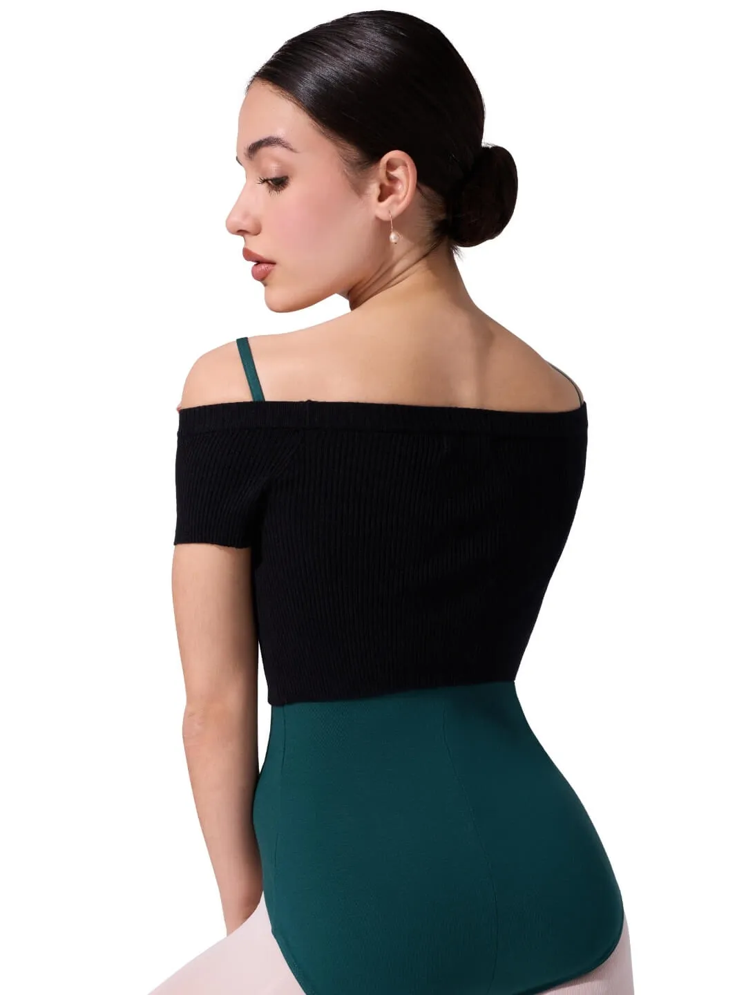 Capezio 11383W Cropped Pullover Schwarz schulterfrei