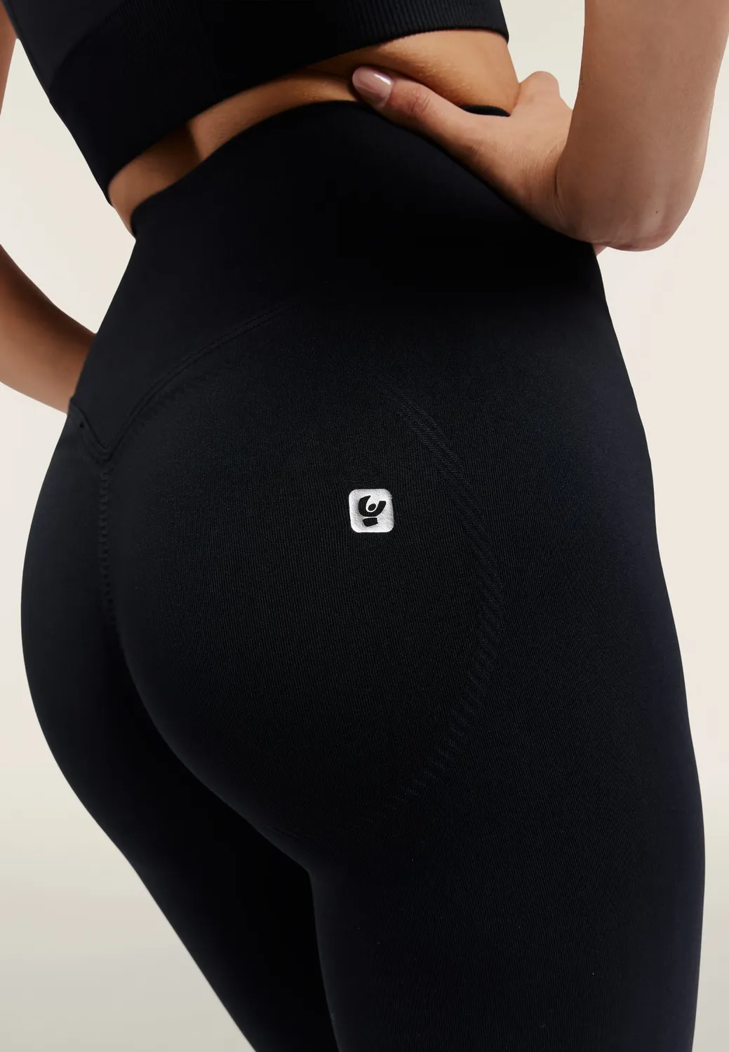 Freddy No Slide 7/8 Sportleggings Schwarz-Silber extremer Bund