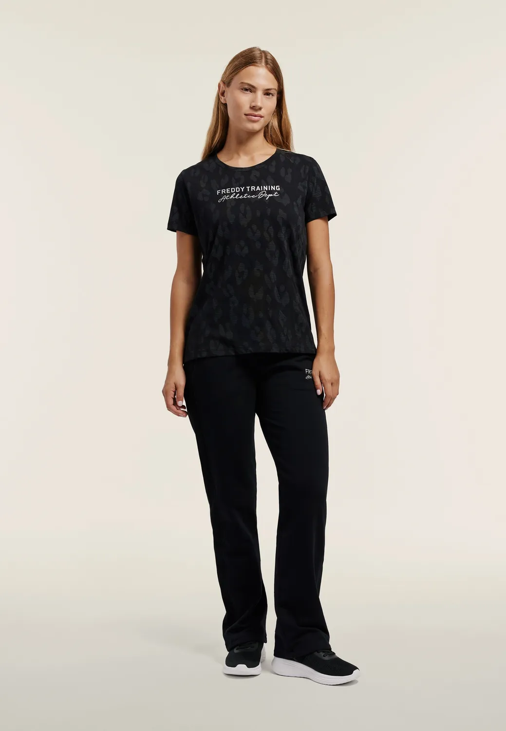 Freddy Regular Straight Jogginghose Damen Nero Baumwolle