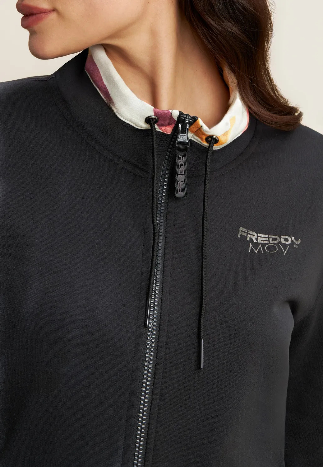 Freddy Sweatjacke Stehkragen Schwarz Zebra M