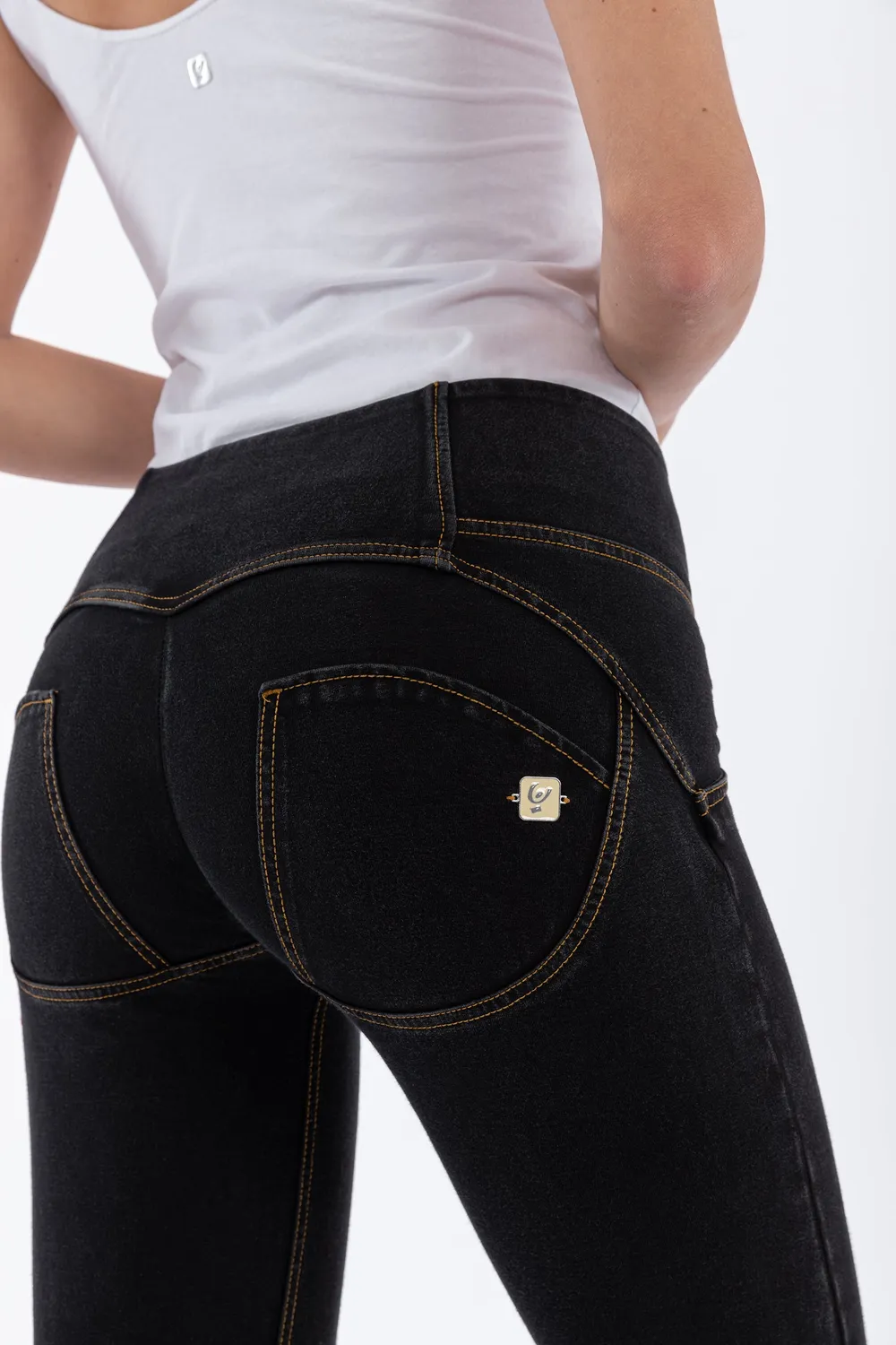 Freddy WR.UP Skinny Mid-Rise Jeans Dunkelblau-Gelb Shaping