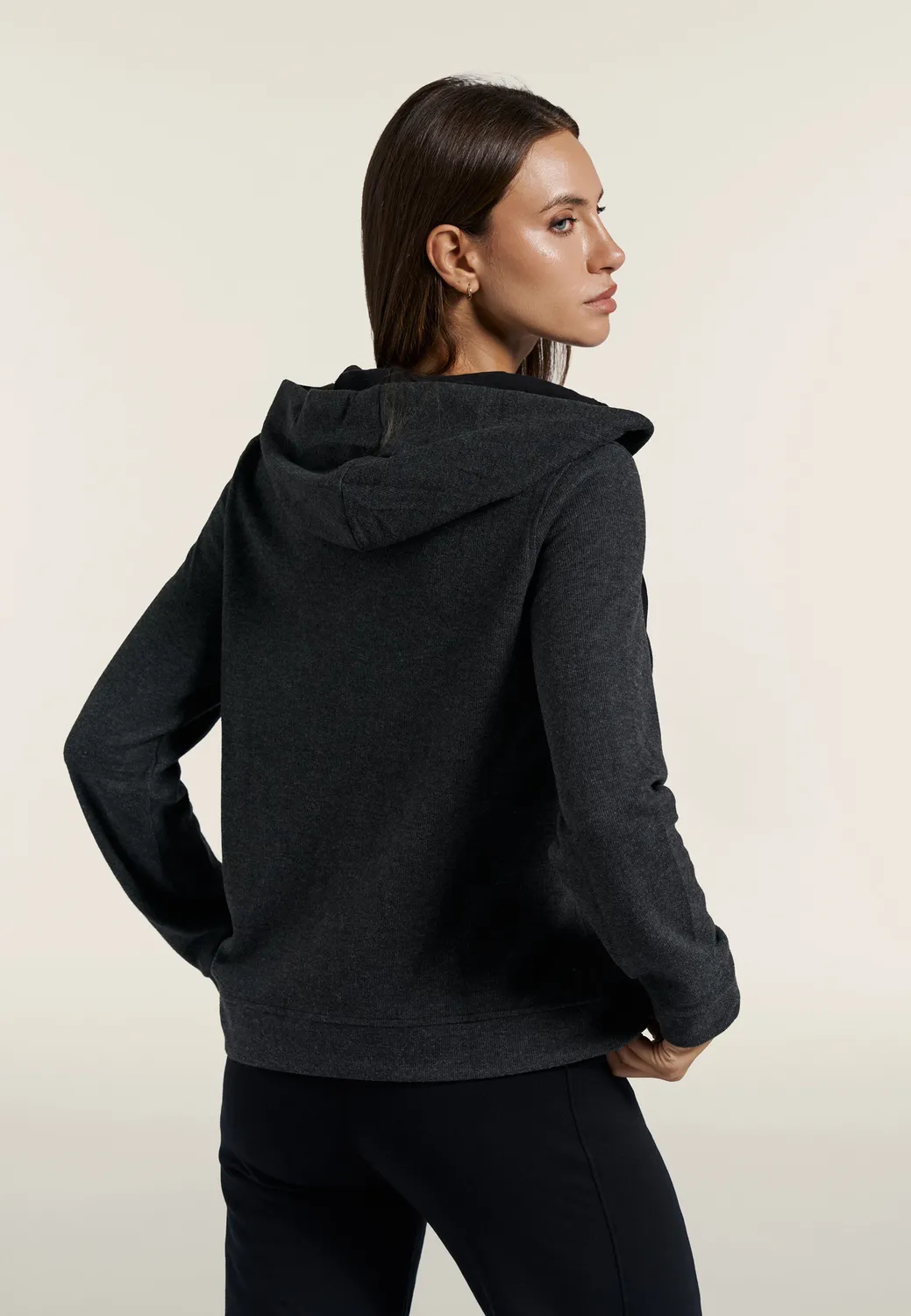 Freddy Damen Kapuzenjacke Full-Zip Tricot Melange Black