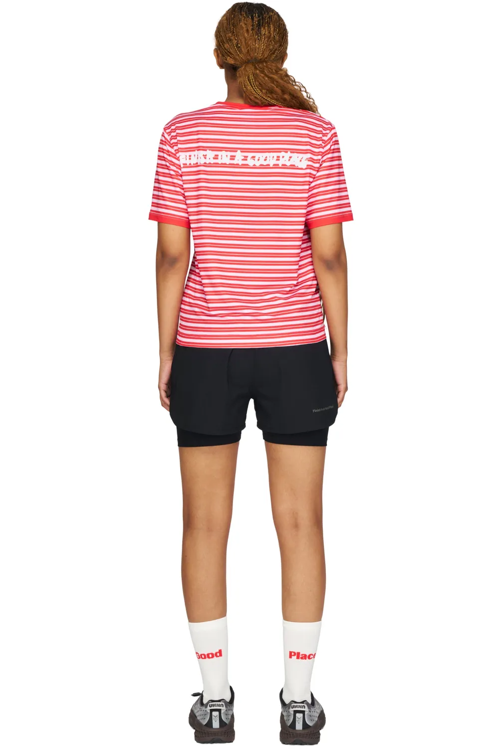 UNNA Wavy Tee Striped Laufshirt Turbo Rose Damen