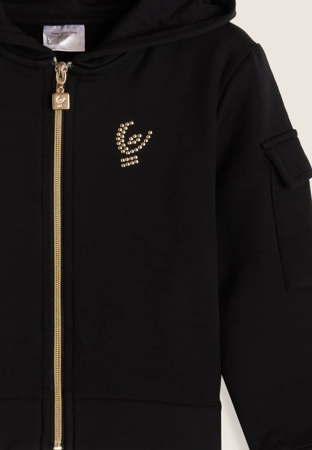Freddy Mädchen Hoodie mit Reißverschluss Schwarz Gold 4 Jahre