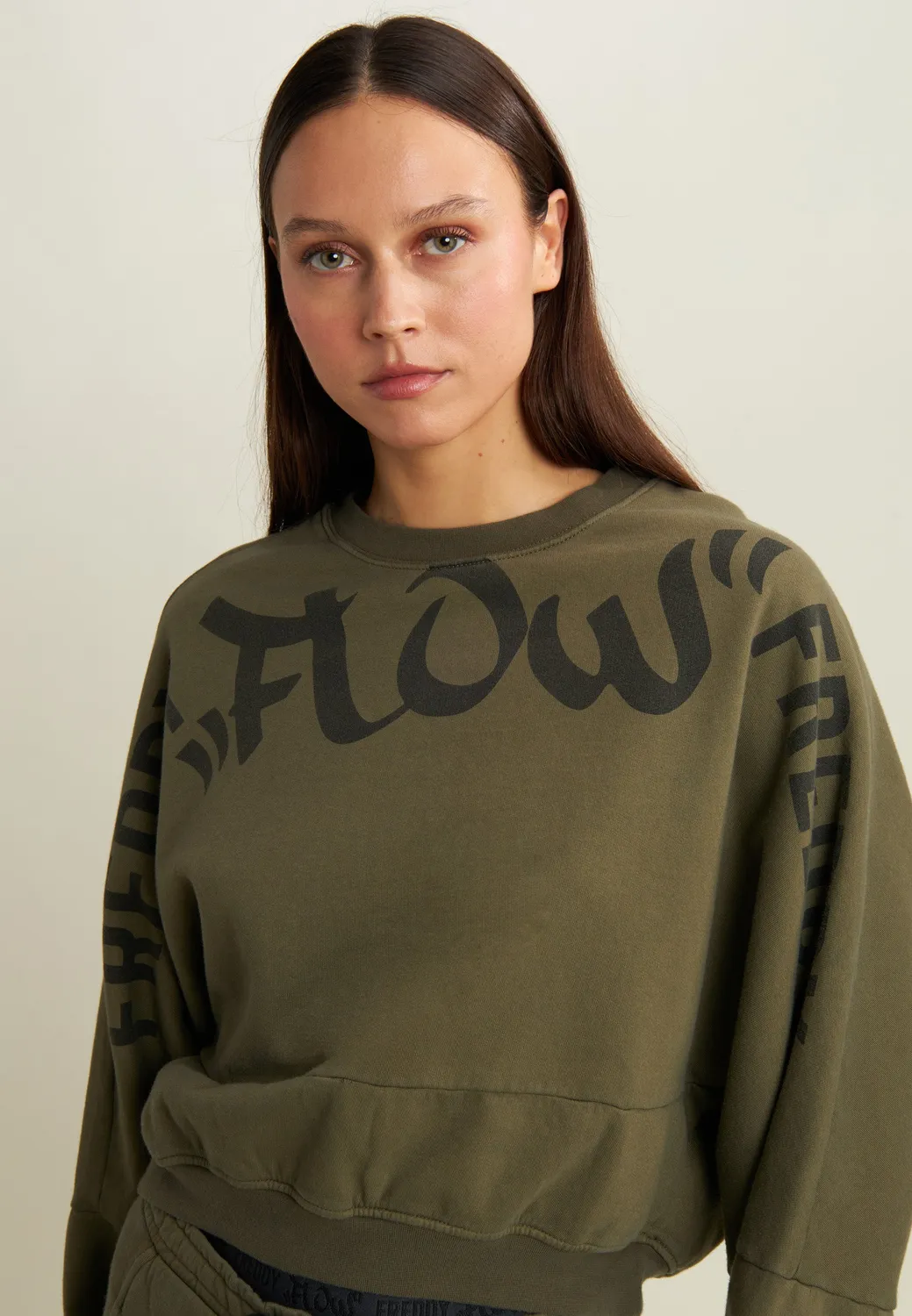 Freddy Flow Oversize Cropped Sweatshirt Gray Asphalt