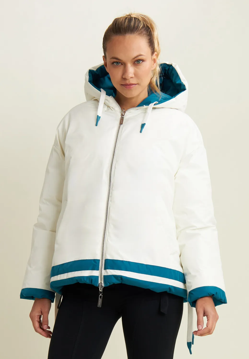 Freddy Double-Face Daunenjacke Schwarz-Weiß Warm