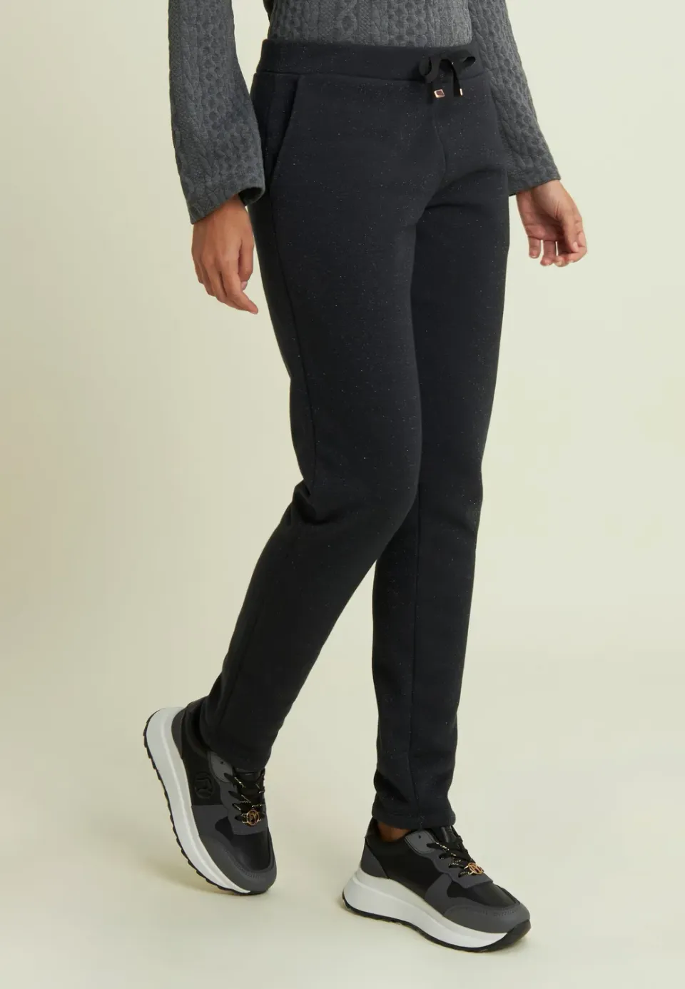 Freddy Regular Mélange Hose NQL Schwarz mit Lurex
