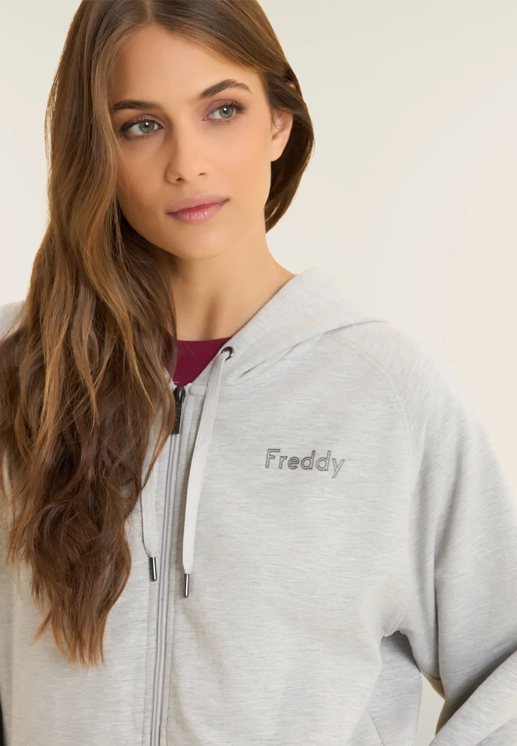 Freddy Boxy Cropped Kapuzenjacke H104 Grau Mélange
