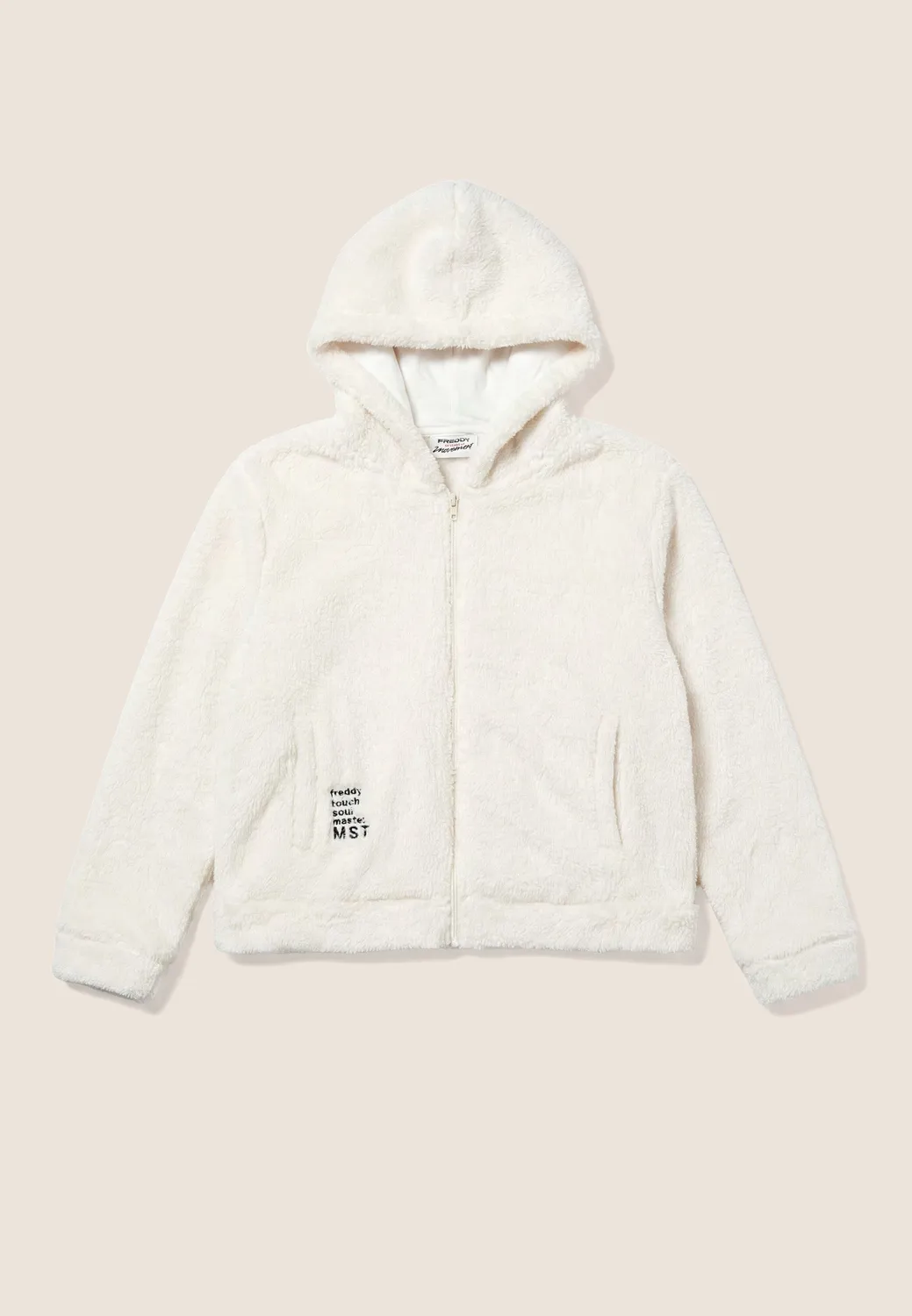 Freddy Teddy-Fleece Hoodie Schwarz Cropped warm