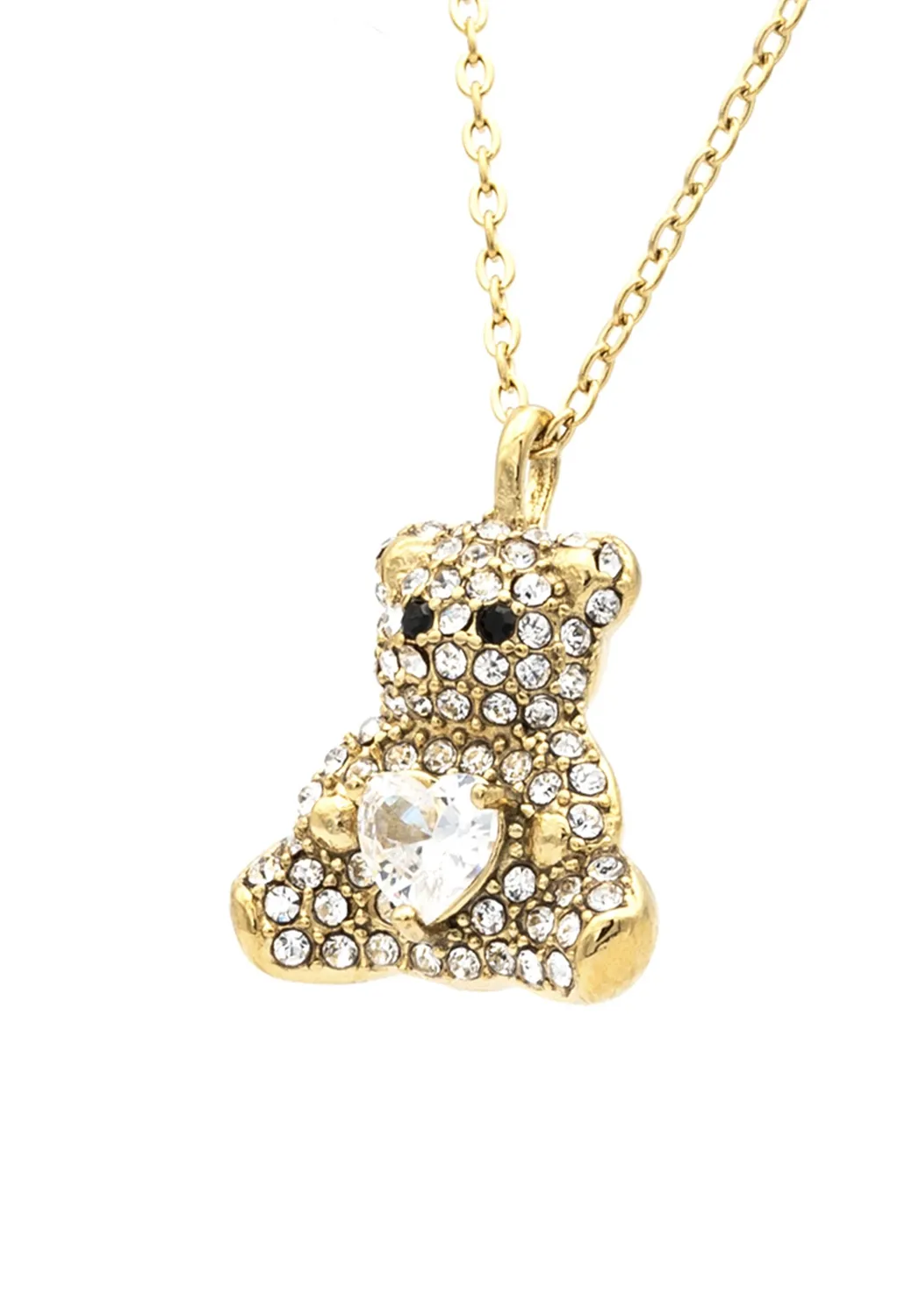Freddy Teddy-Kette Edelstahl Gold Strass Einheitsgröße