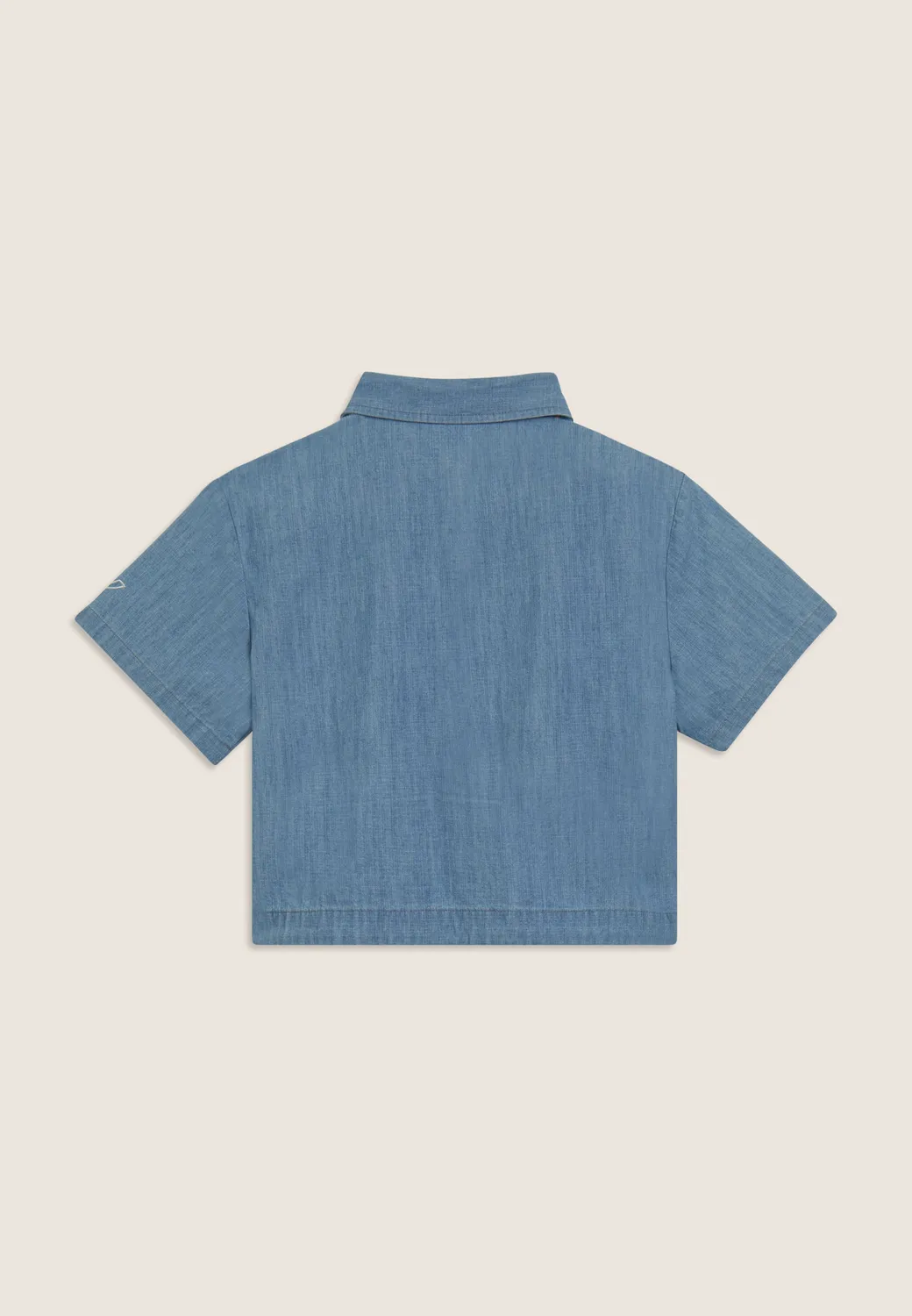 Freddy Cropped Chambray Bluse Mädchen Hellblau