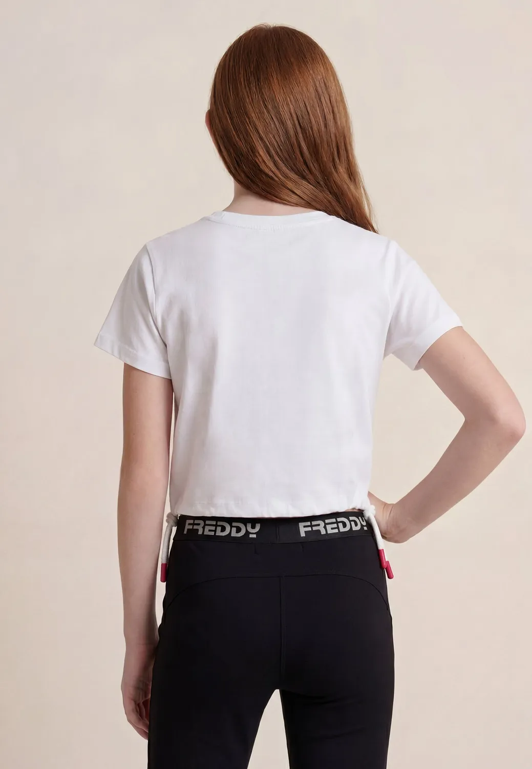 Freddy Cropped T-Shirt Mädchen Jersey Schwarz mit Kordelzug