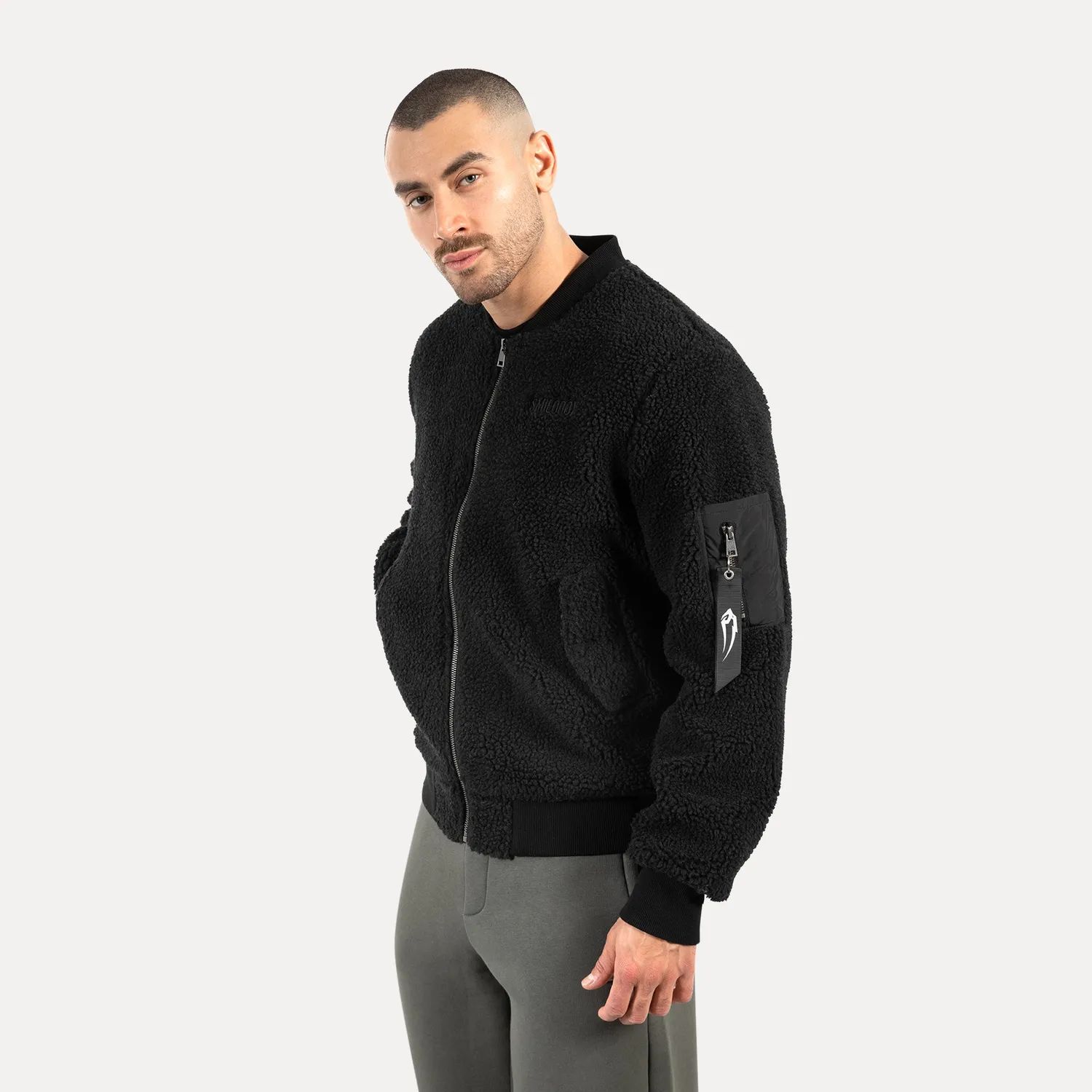 Smilodox Ferell Teddy Bomberjacke Schwarz locker