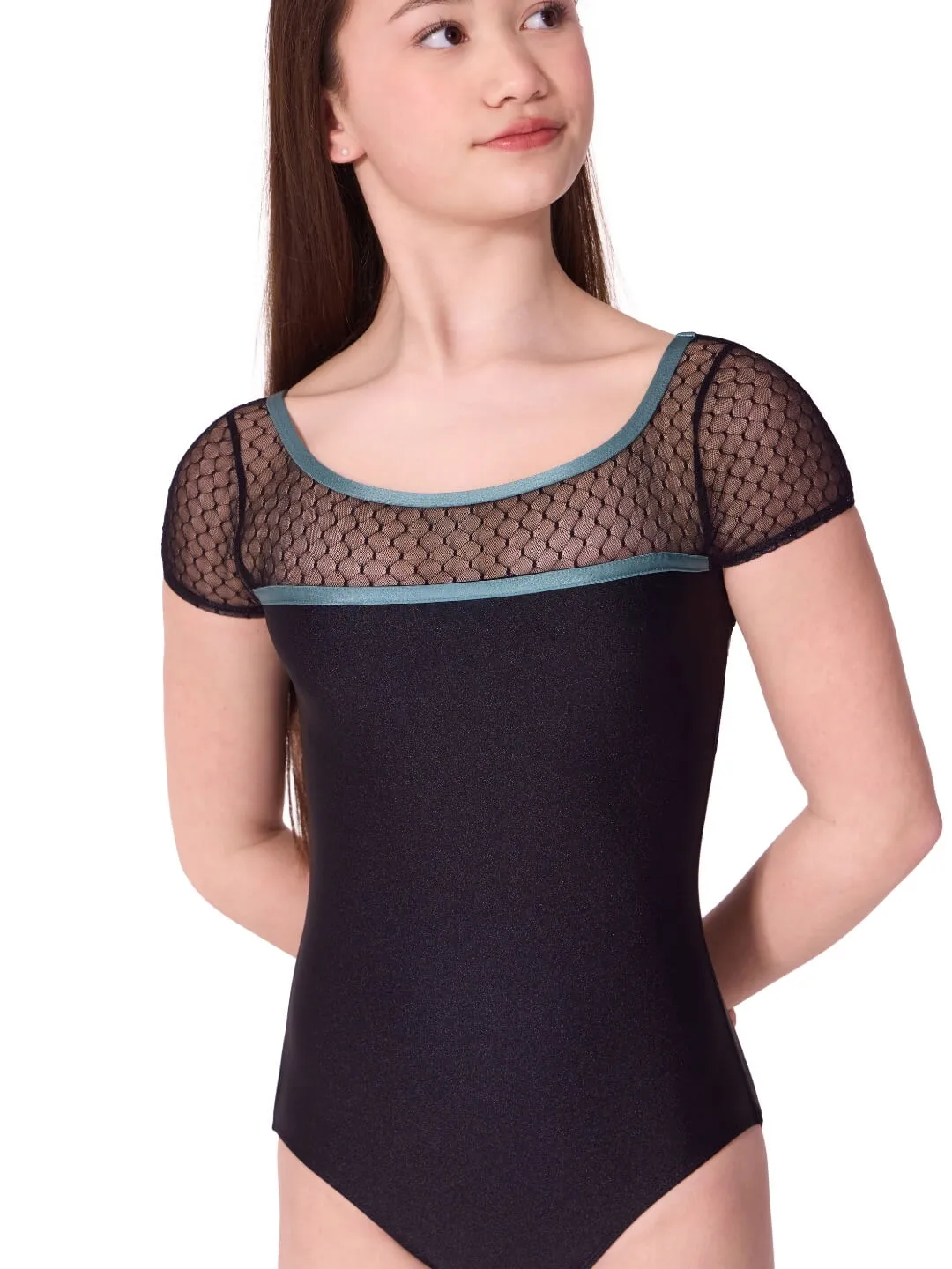 Capezio Enchanted F12611T Leotard Tween Schwarz Kurzarm