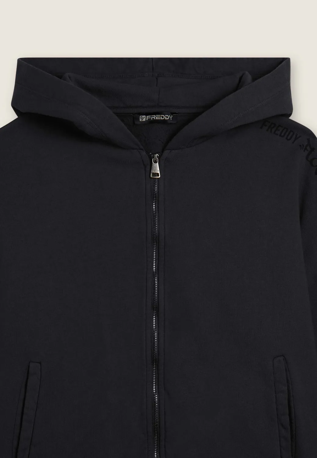 Freddy Flow Oversize Cropped Sweatjacke Grau Zip