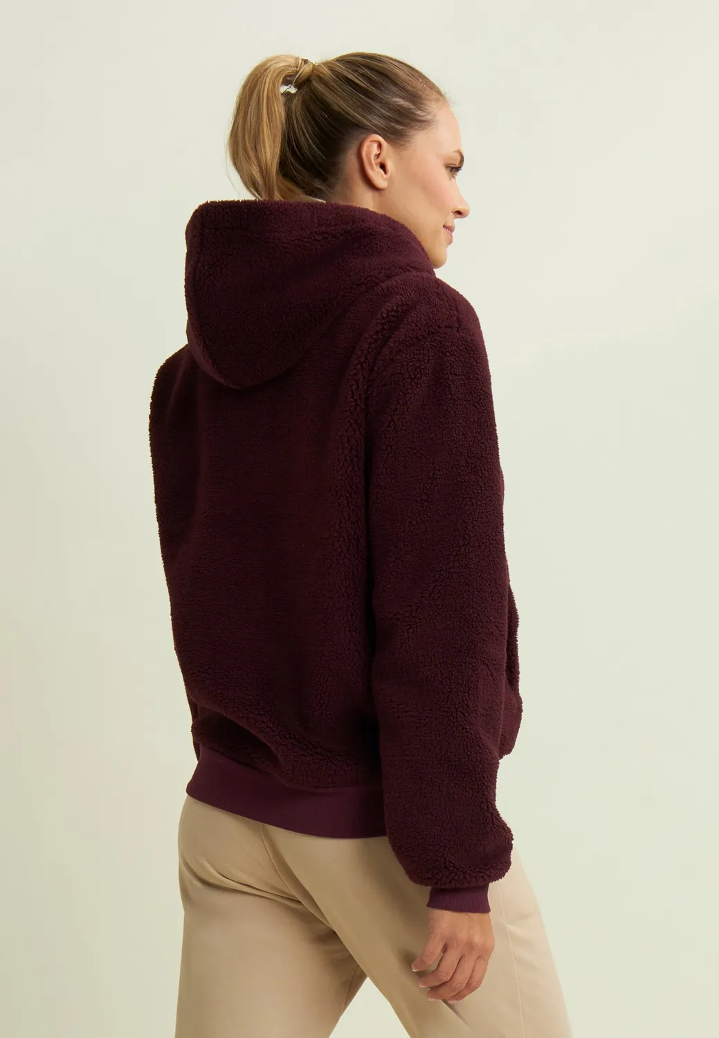 Freddy Sherpa Fleecejacke Damen Kapuze Schwarz