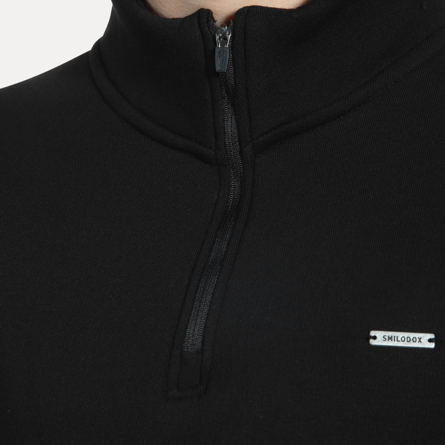 Smilodox Lunara Jago Half-Zip Sweatshirt Schwarz Baumwolle