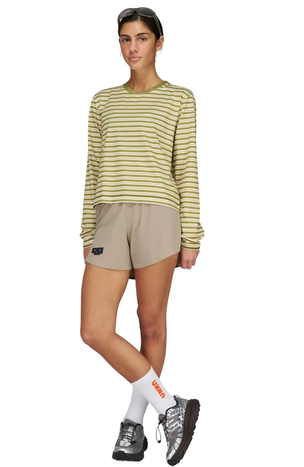 UNNA Striped LS Langarmshirt Damen Sage Stripe Atmungsaktiv
