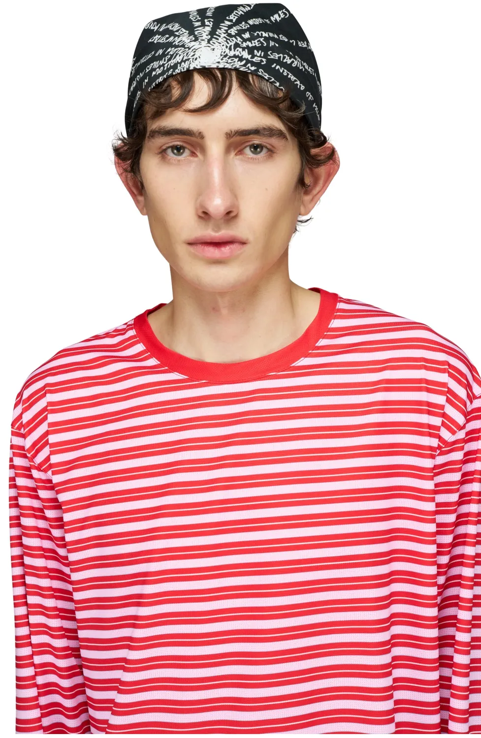 UNNA Striped LS Langarmshirt Herren Turbo Rose gestreift