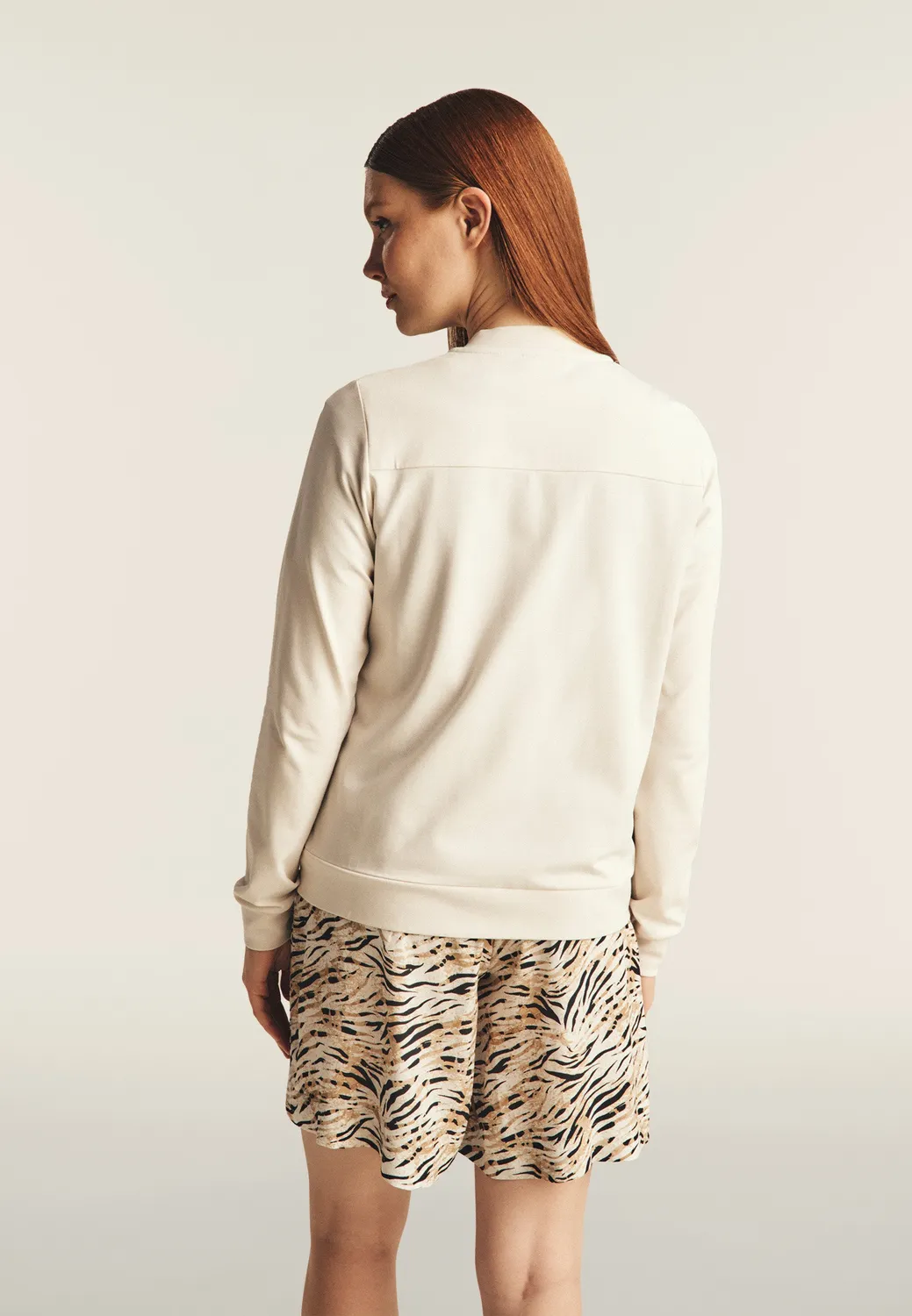 Freddy Sweatjacke Rippkragen Animalier Black Zebra Stretch