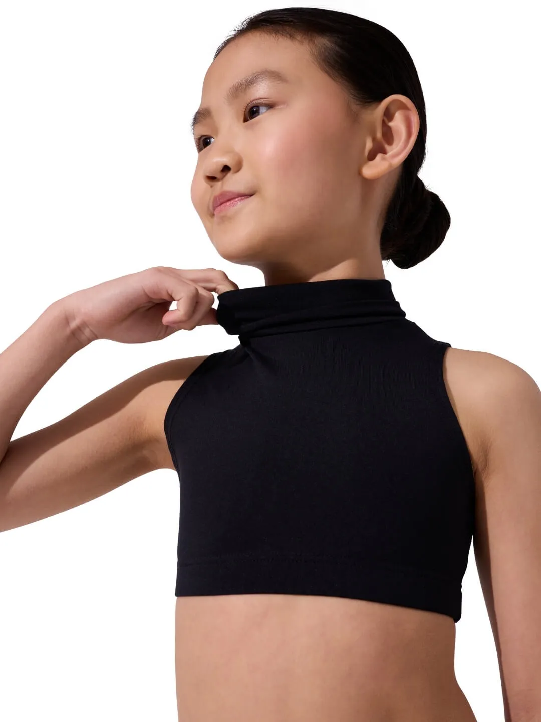Capezio Team TB261CD Mock Neck Top Kinder Schwarz Crop