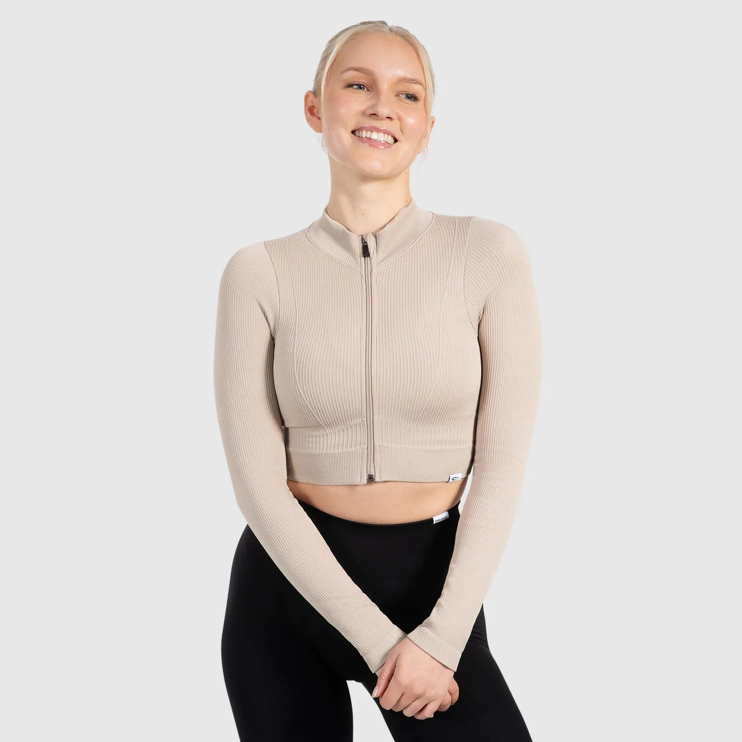 Smilodox Zeya Crop Trainingsjacke Schwarz Slim Fit