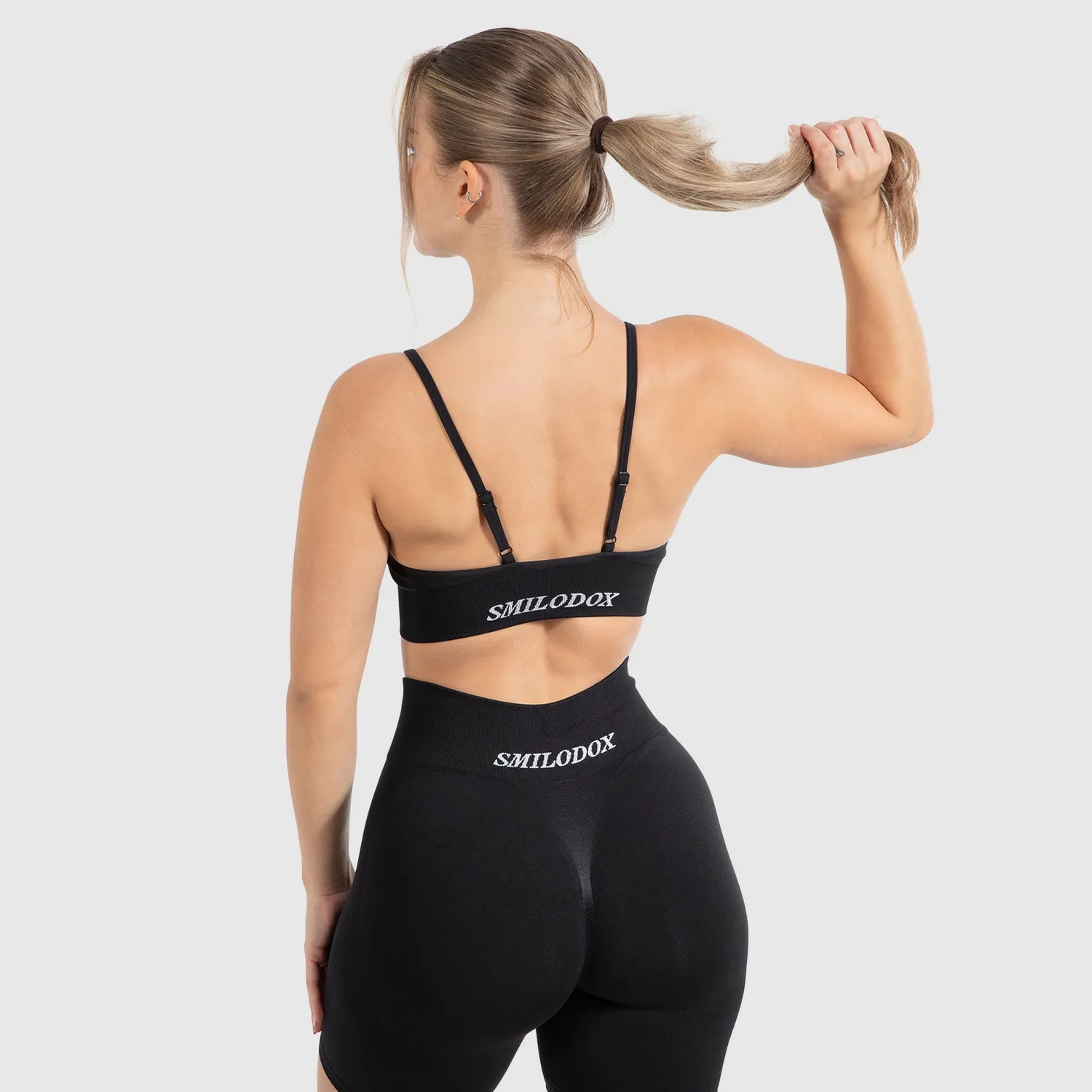 Smilodox Maria Solid Scrunch Sport BH Damen V-Ausschnitt