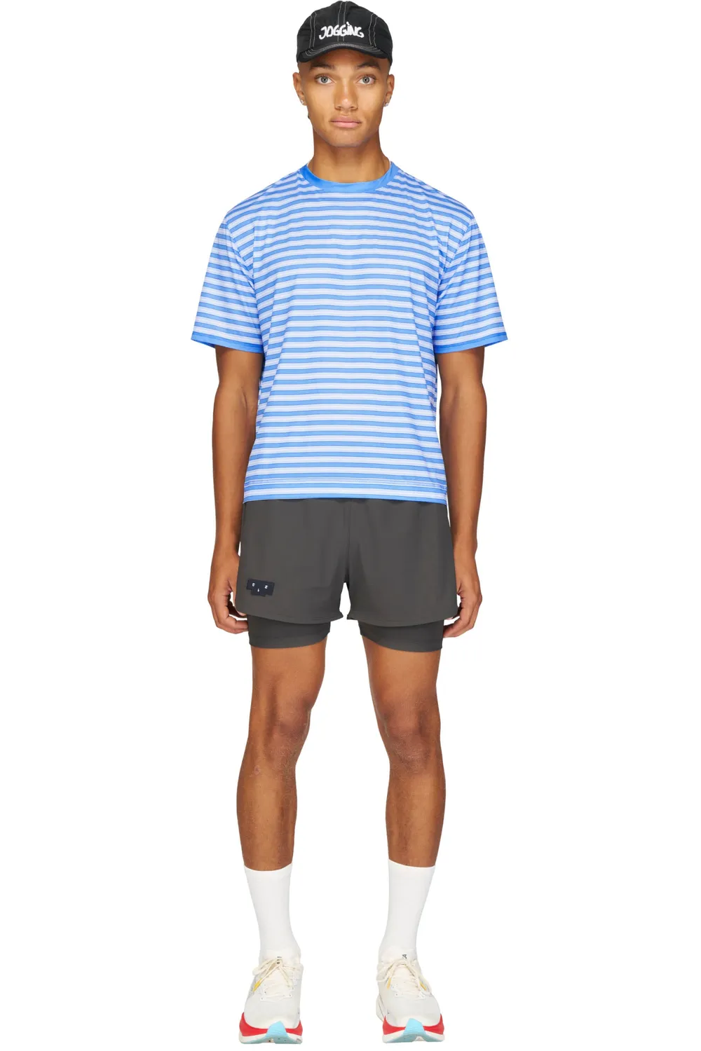 UNNA Wavy Tee Striped Laufshirt Business Blue Herren