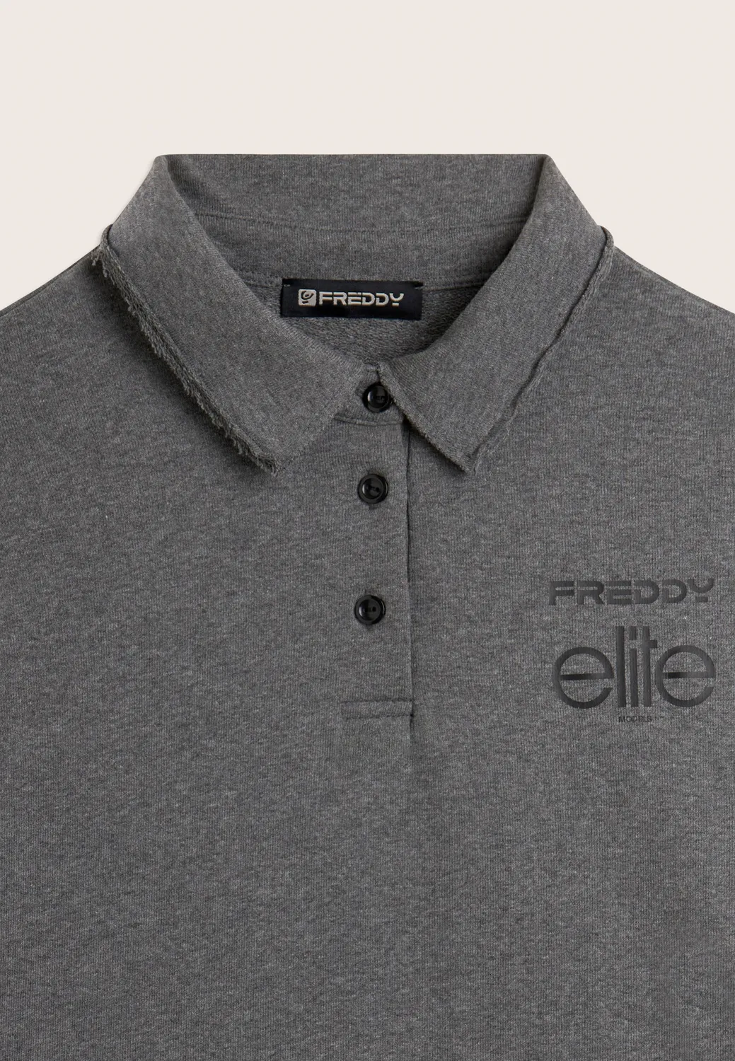 Freddy Elite Cropped Sweatshirt Polo Melange Gray Baumwolle