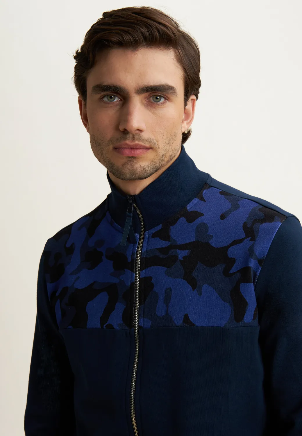 Freddy Sweatjacke Herren Dress Blue Camouflage hochgeschlossen