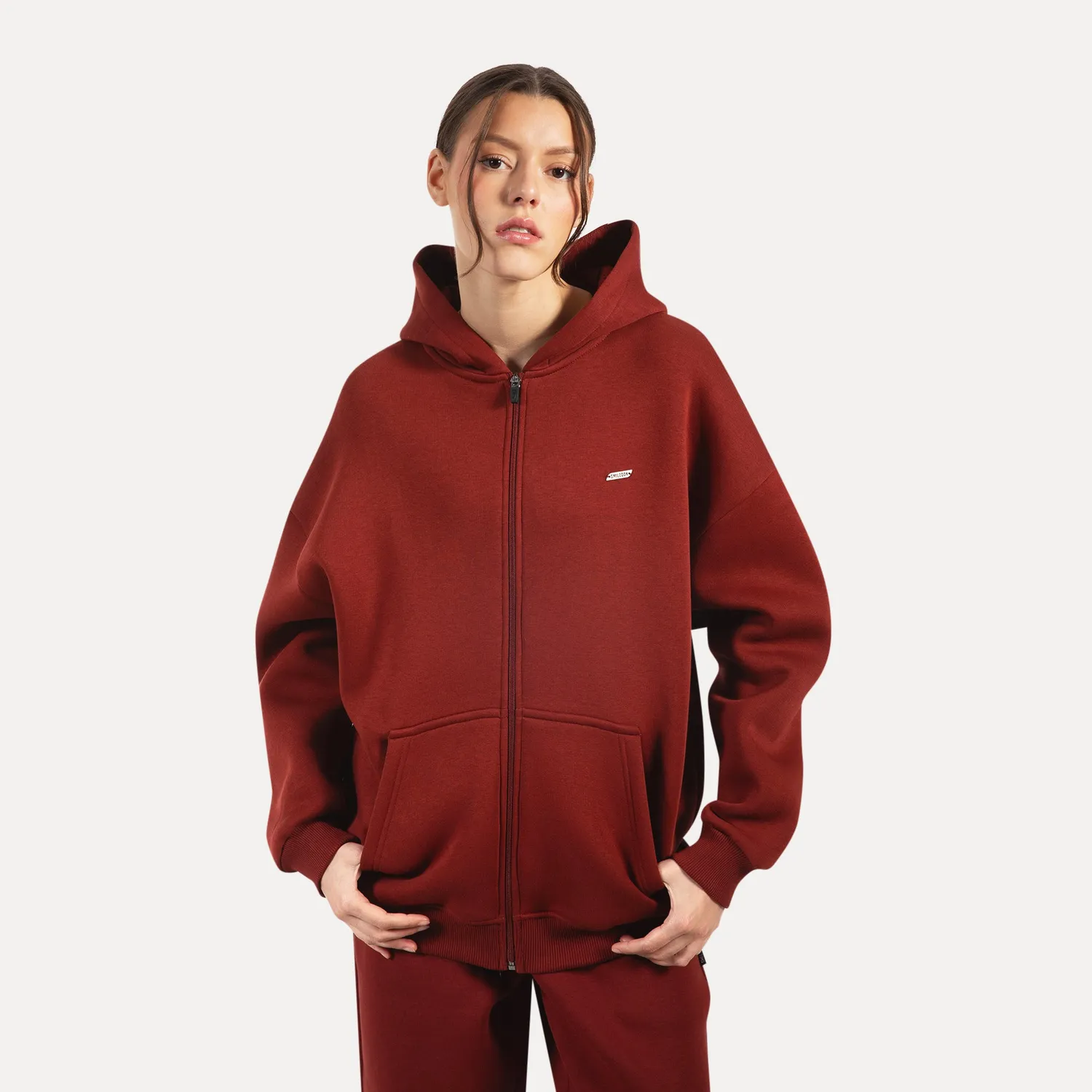 Smilodox Lyanna Zip Hoodie Damen Schwarz Baumwollmix