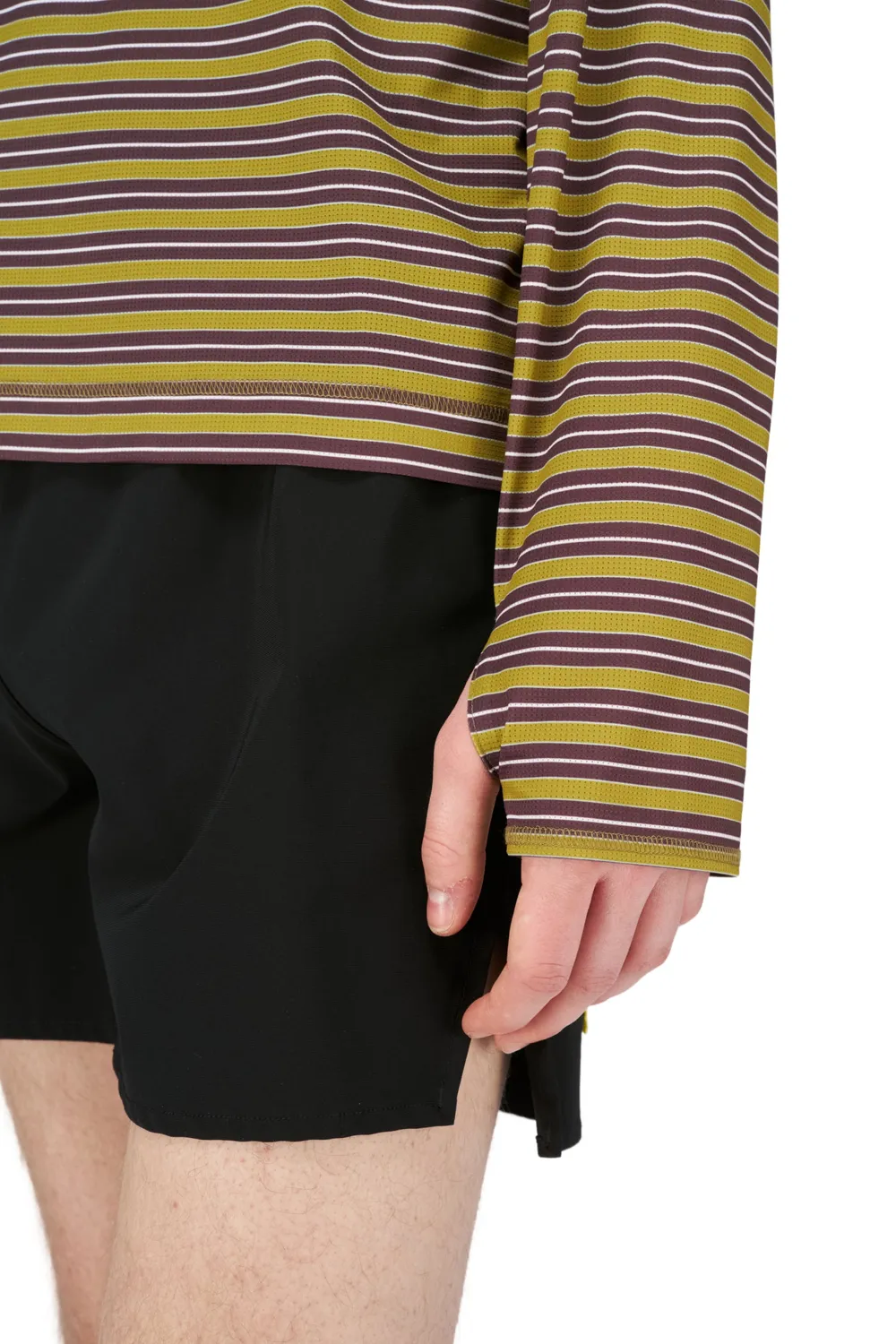 UNNA Striped LS Laufshirt Mud Gold langarm recycelt