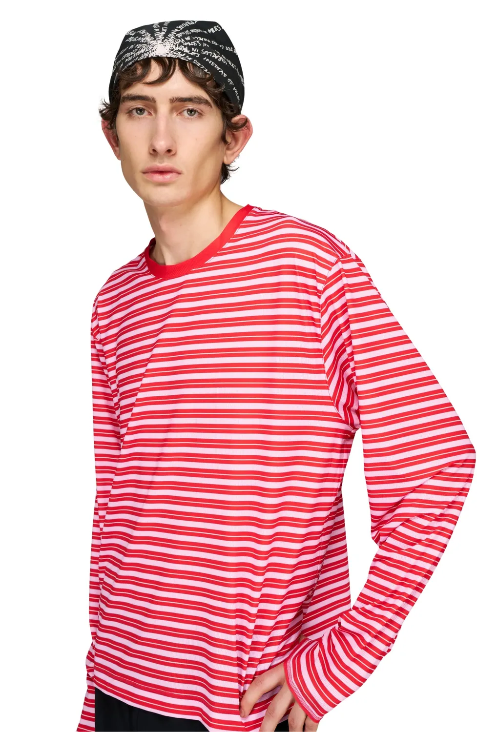 UNNA Striped LS Langarmshirt Herren Turbo Rose gestreift