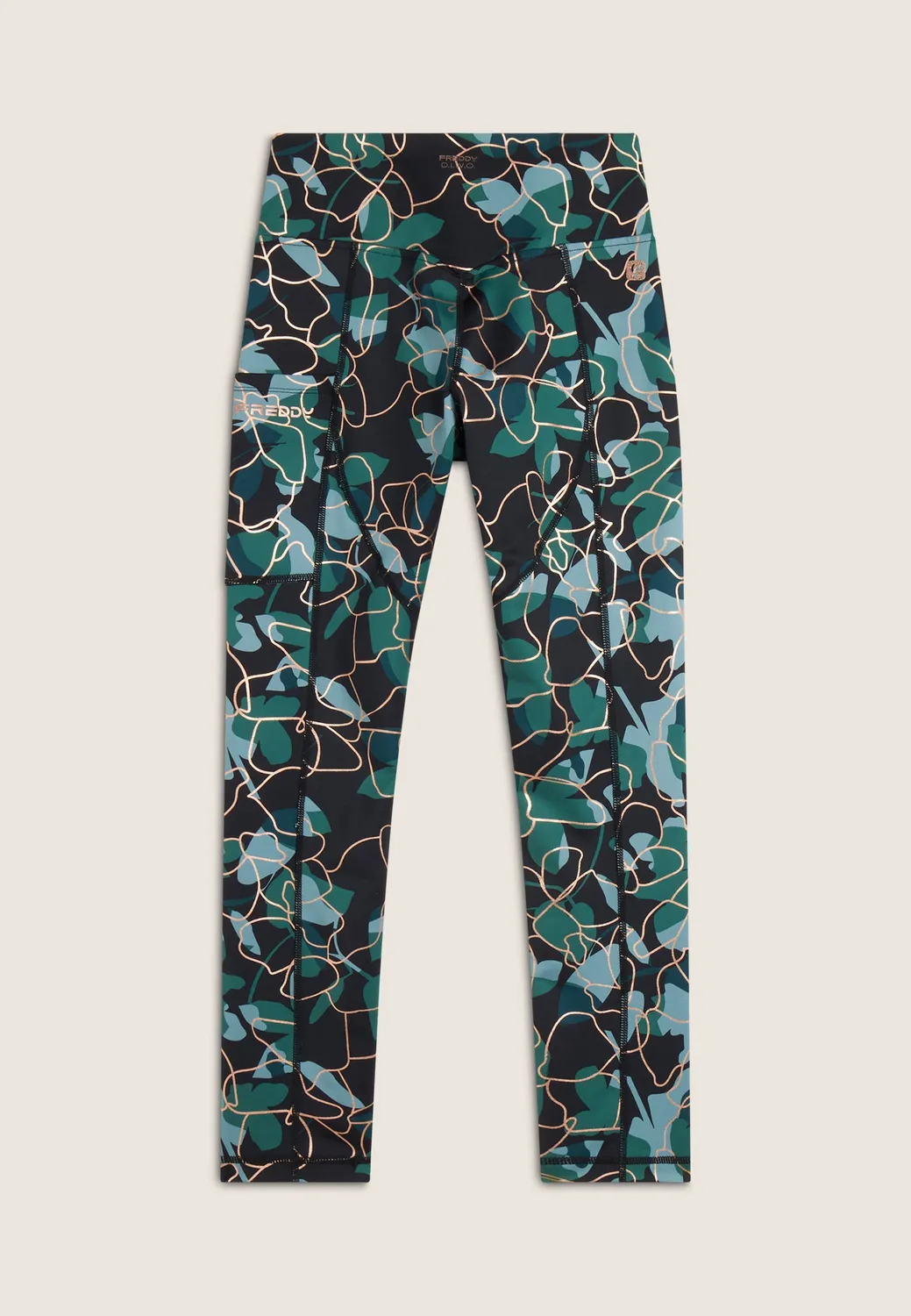 Freddy Leggings 7/8 High Waist Flower Grey Bronze Muster