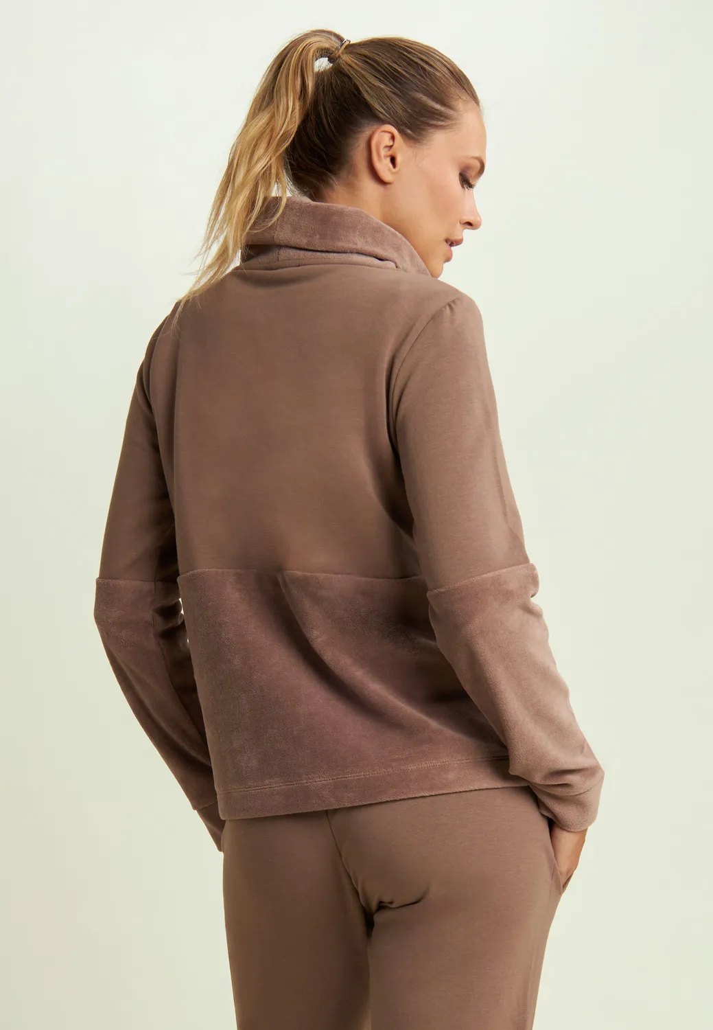 Freddy Sweatshirt Damen Samt Stehkragen Schwarz Strass