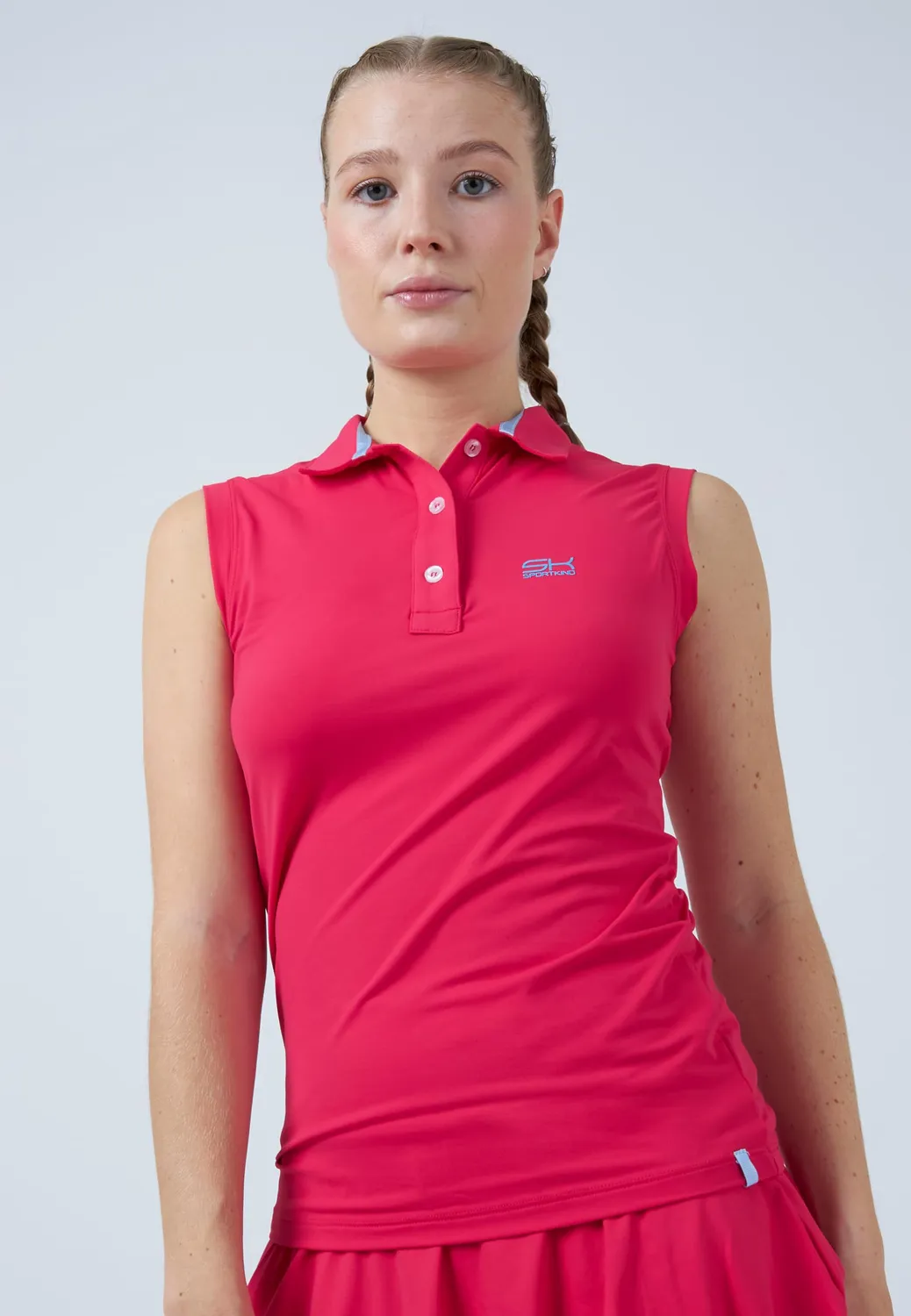 SPORTKIND Poloshirt ärmellos Damen Weiß UV-Schutz 50+