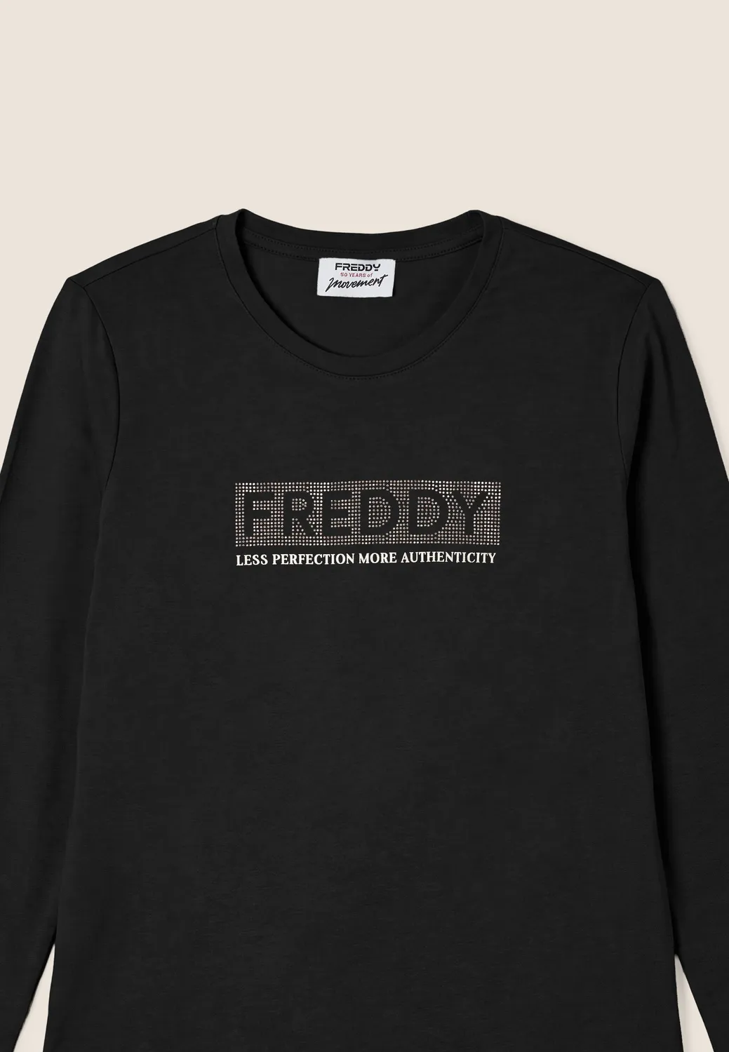 Freddy Langarmshirt Nieten-Logo Damen Falcon Brown Baumwolle