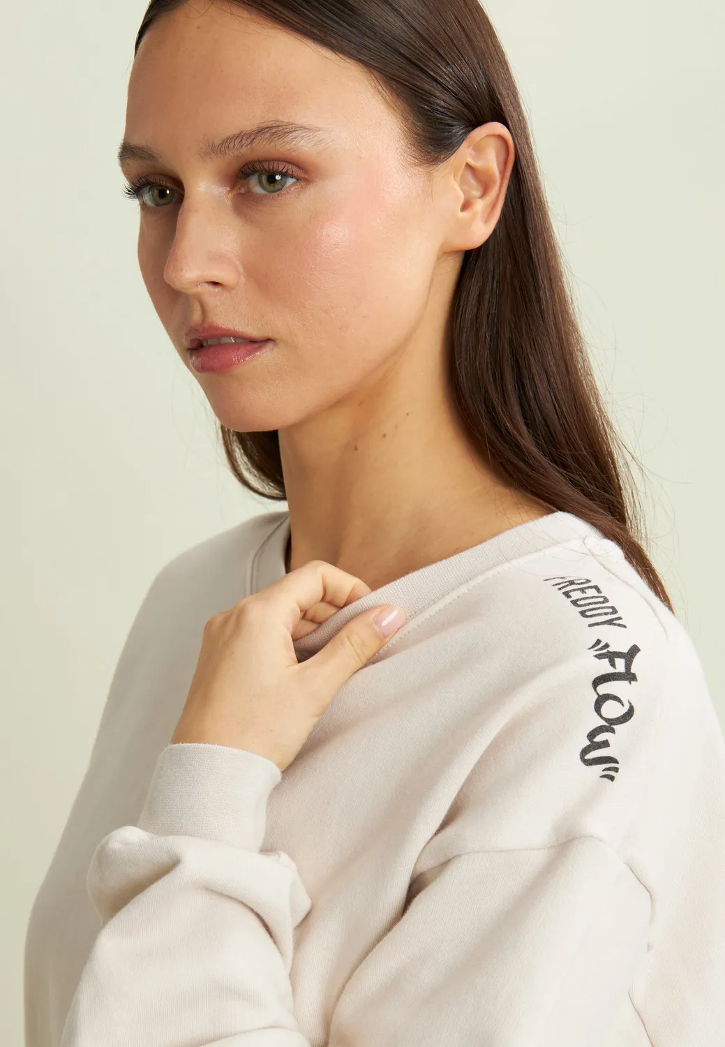 Freddy Flow Cropped Sweatshirt Grau Oversize bedruckt