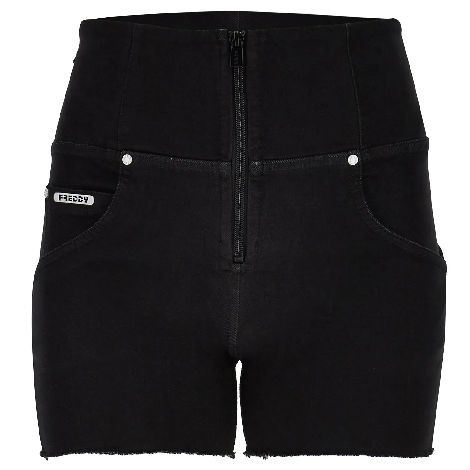 Freddy WR.UP Jeansshorts High Waist Hellblau Fransen