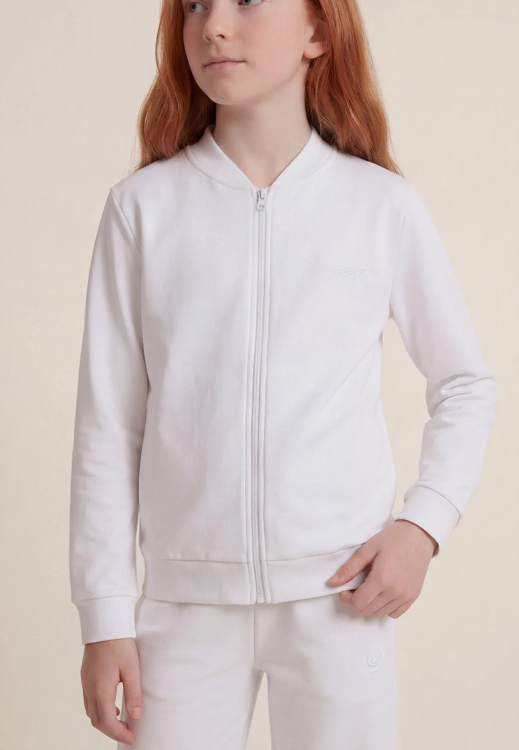 Freddy Bomber Sweatjacke Kinder weiß Zip