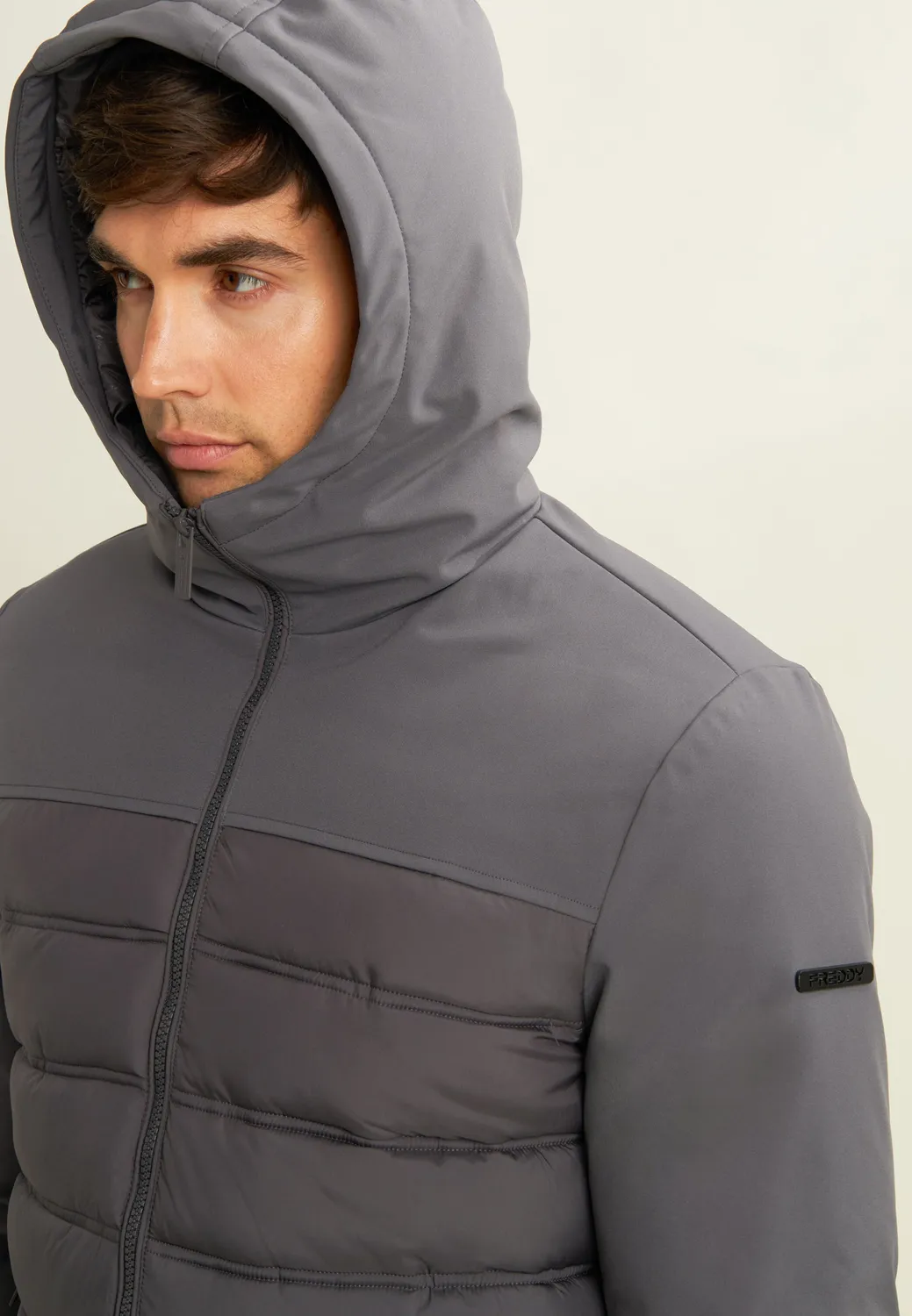 Freddy Steppjacke mit Kapuze Ebony Fake-Down