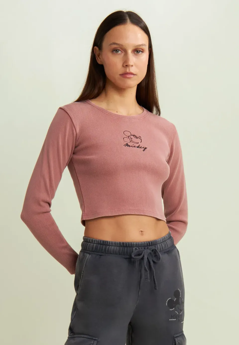 Freddy Disney Cropped Langarmshirt Crystal Gray