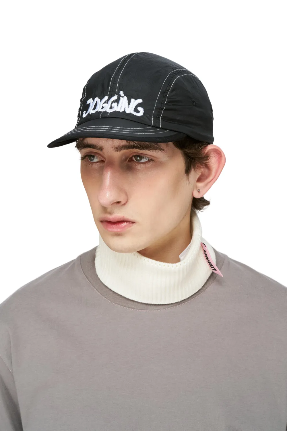 UNNA Jogging Cap Laufcap Schwarz Kontrastnähte