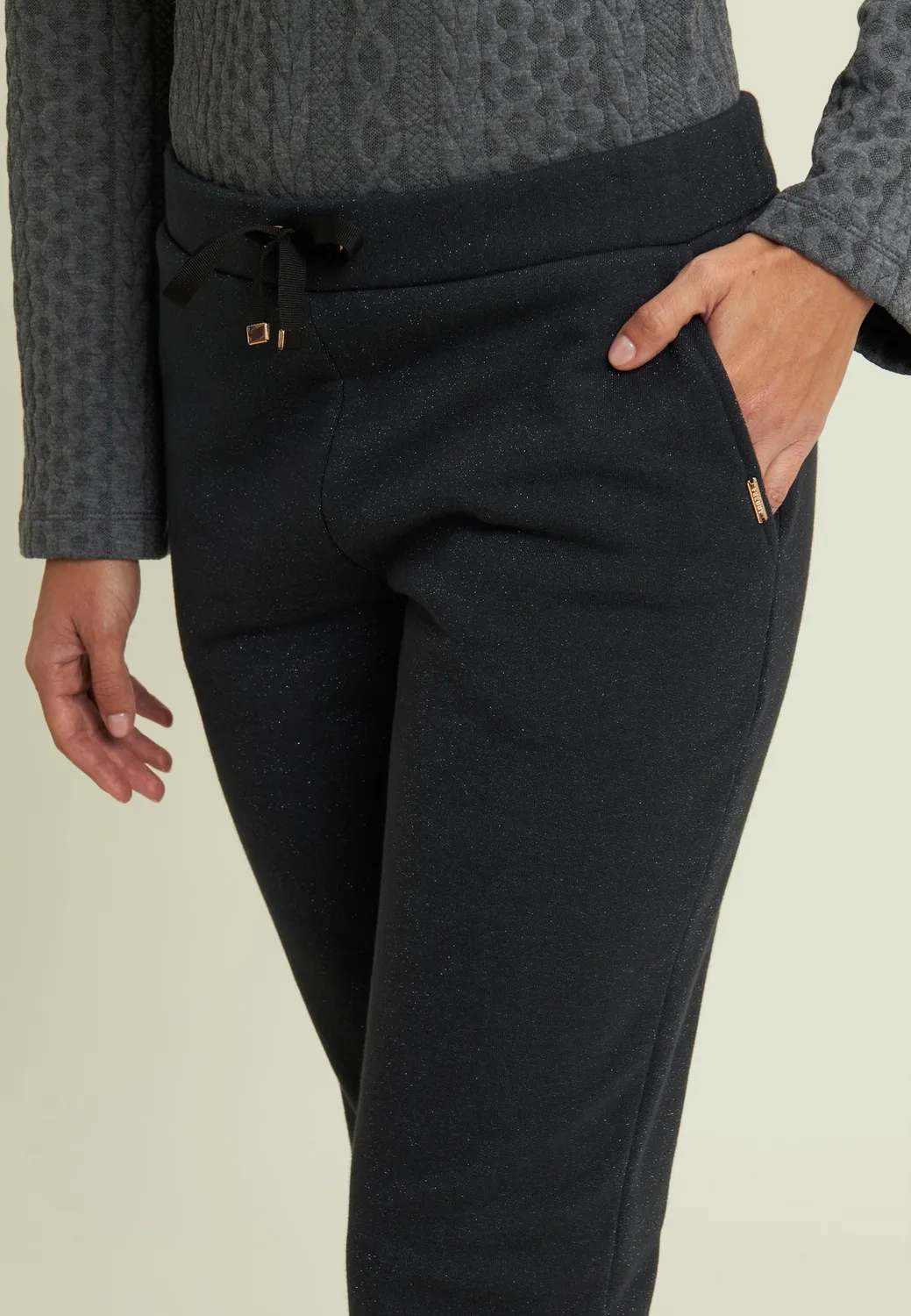 Freddy Regular Mélange Hose NQL Schwarz mit Lurex