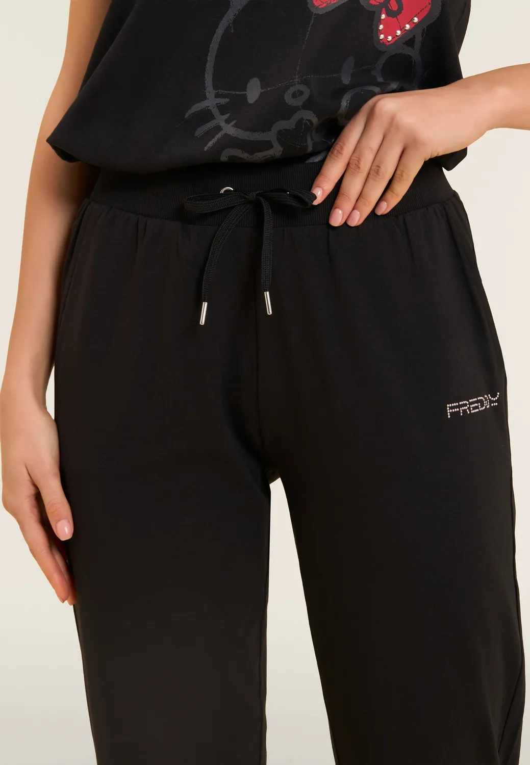 Freddy Regular Sporthose Damen Schwarz Rippenbund
