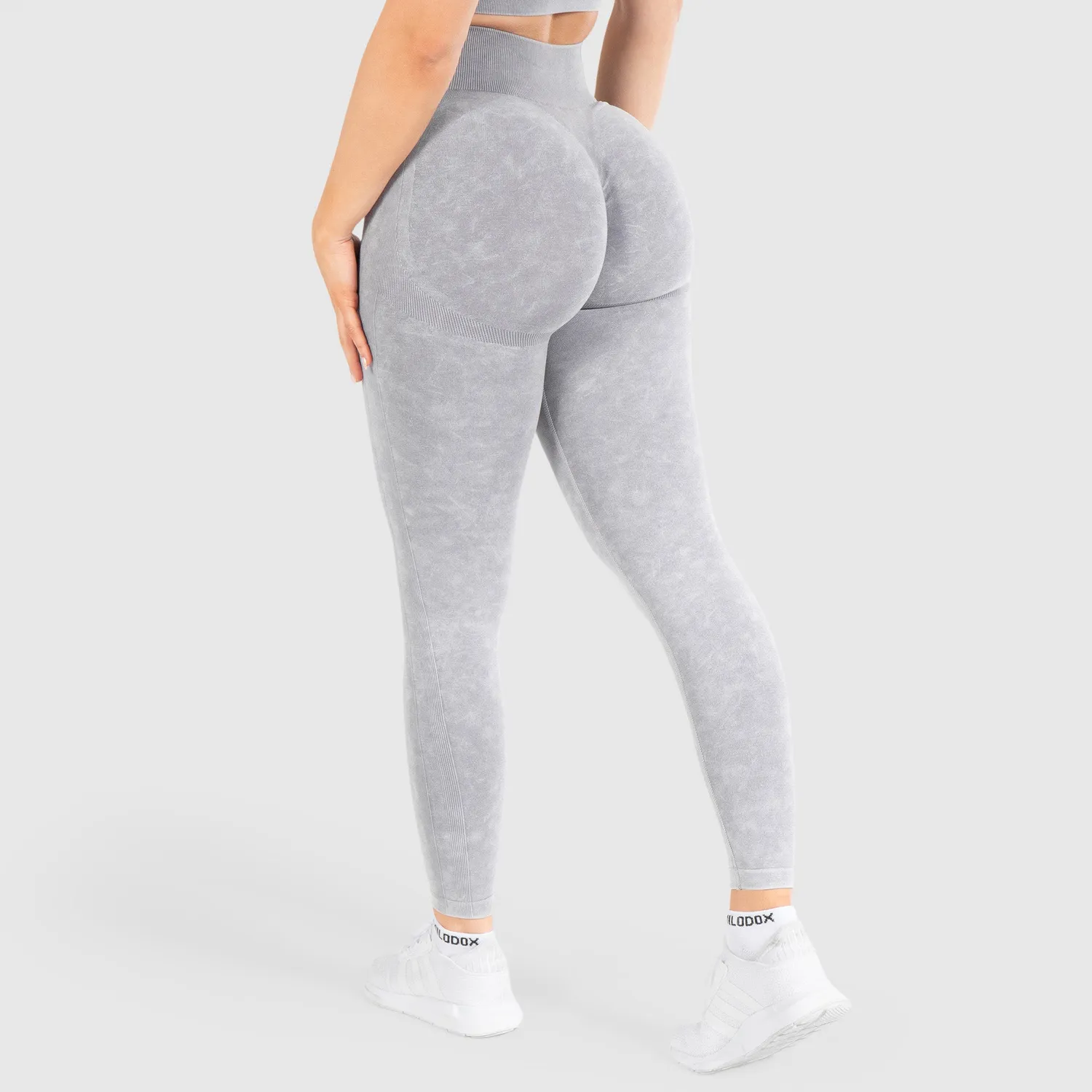 Smilodox Batik Acid Scrunch Leggings Schwarz blickdicht